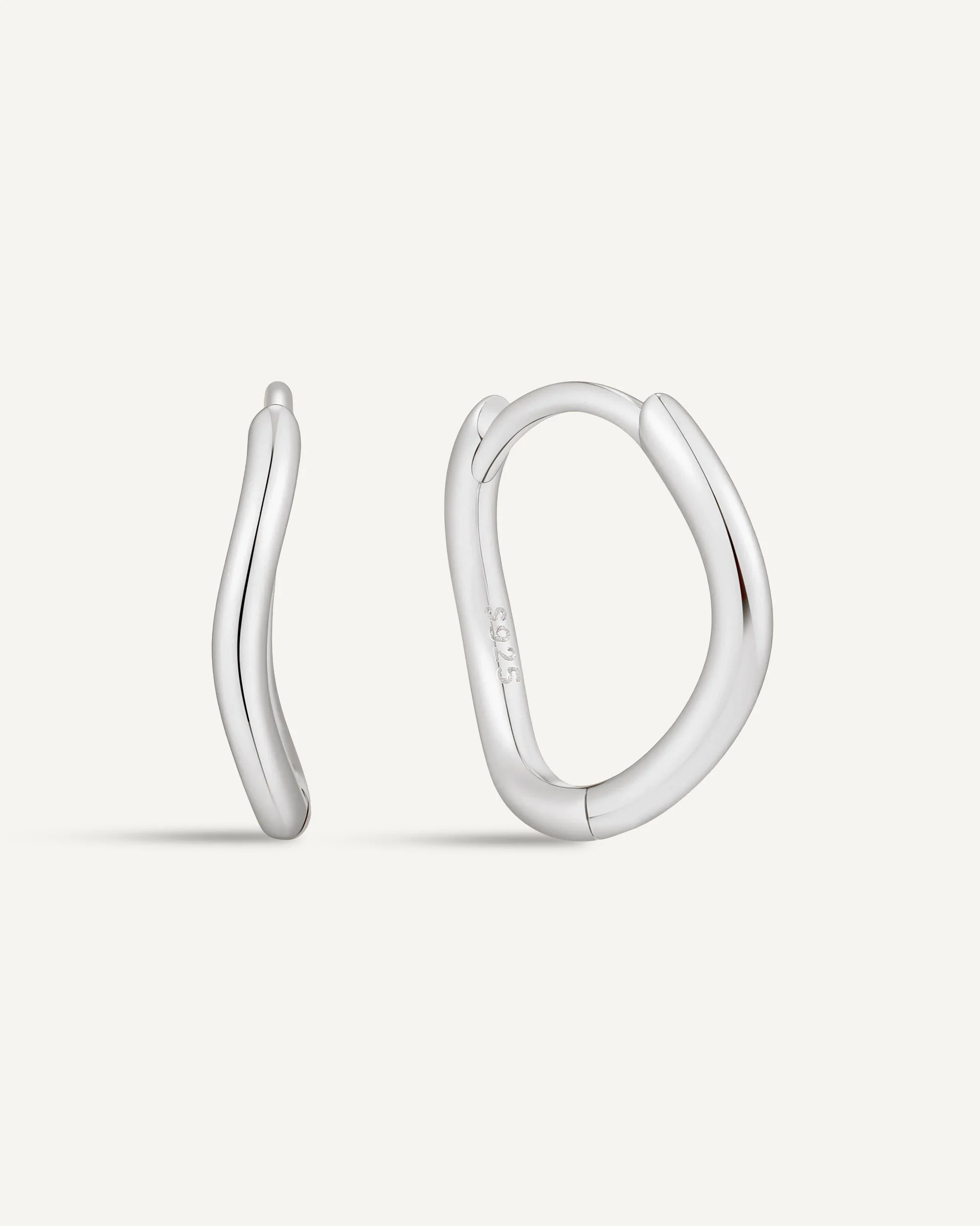 Essential Wavy Huggie Hoops In Silver - Image 6