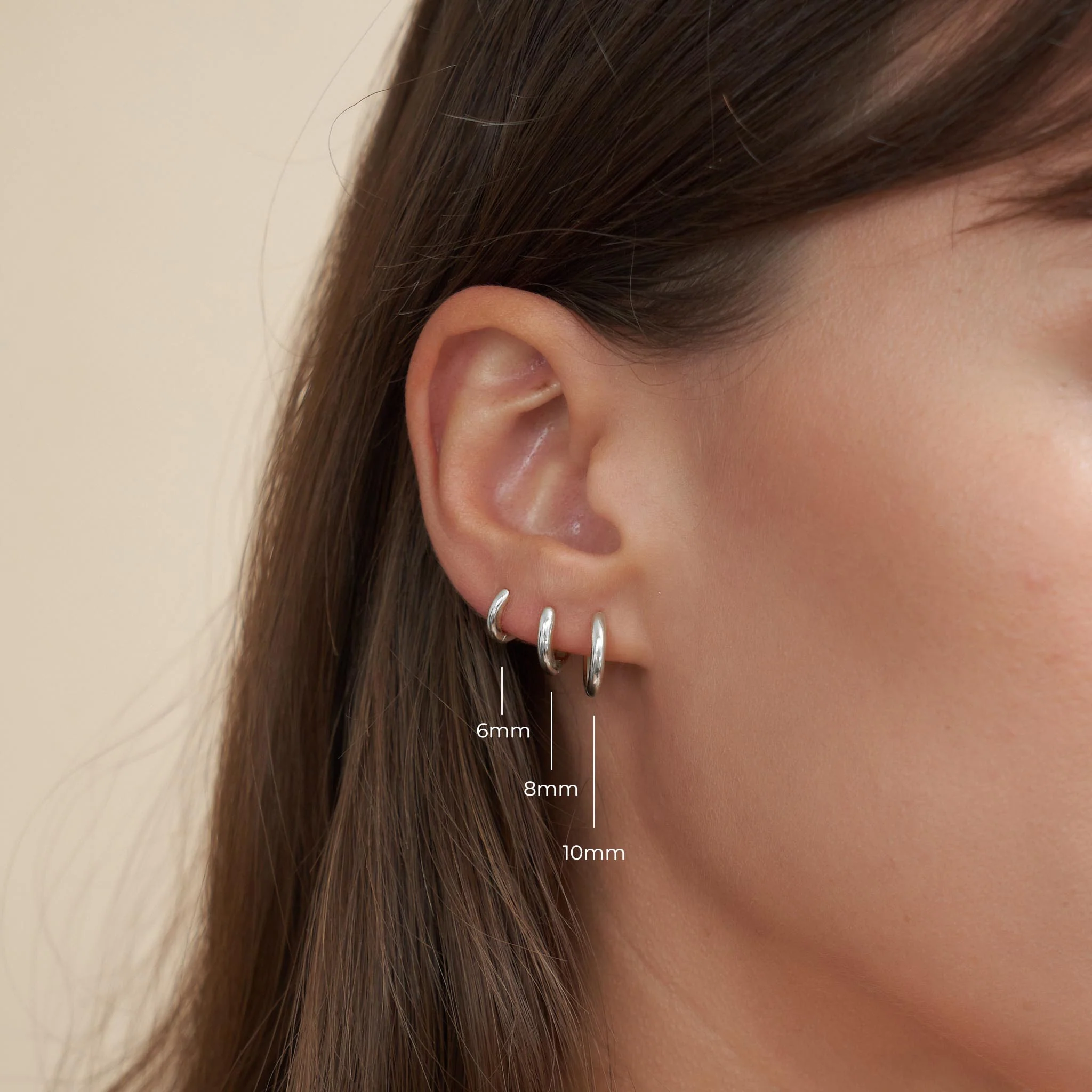 Everyday Dainty Huggie Hoops Set in Silver - Image 5