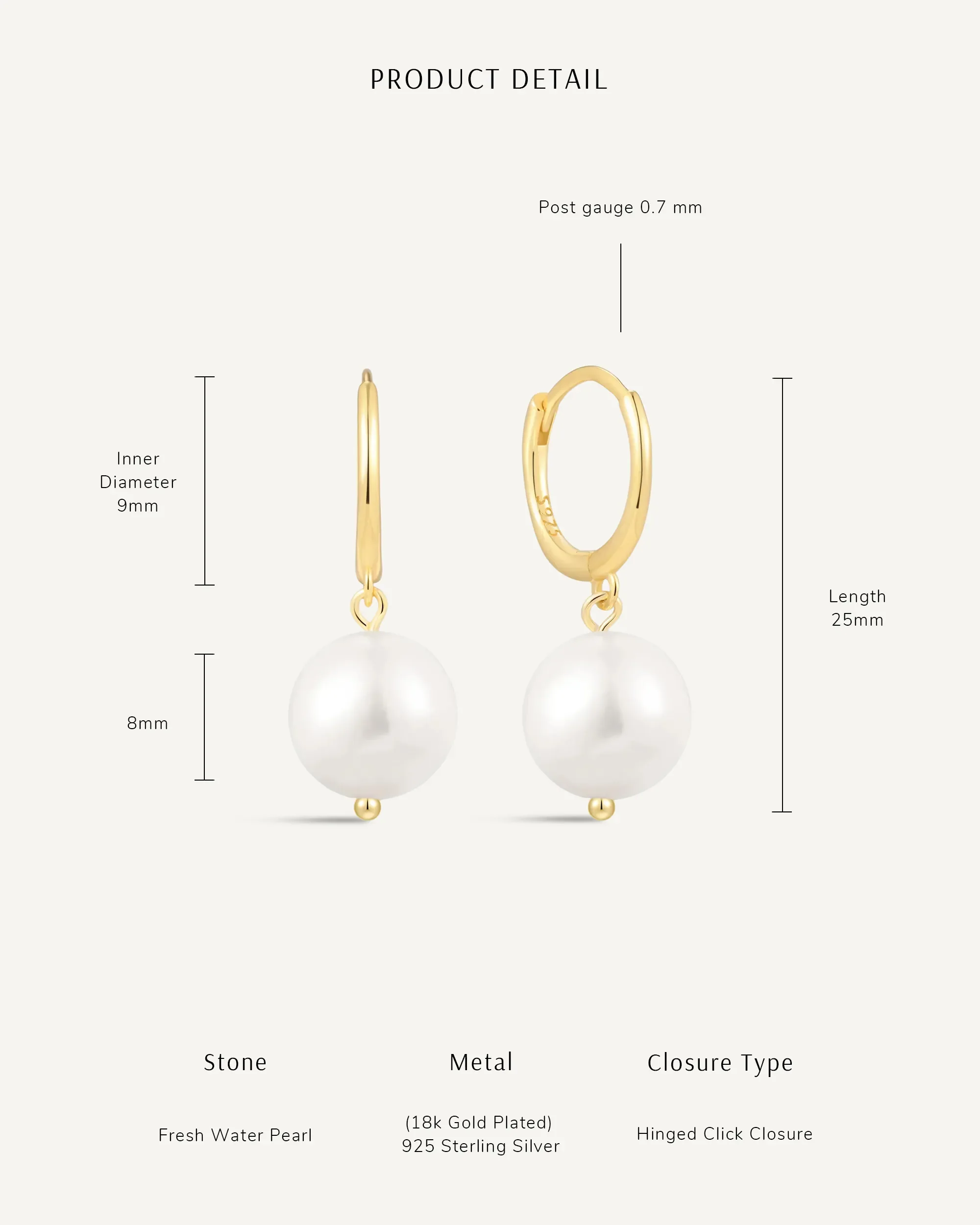 Freshwater Pearl Dangle Hoops in Silver - Image 5