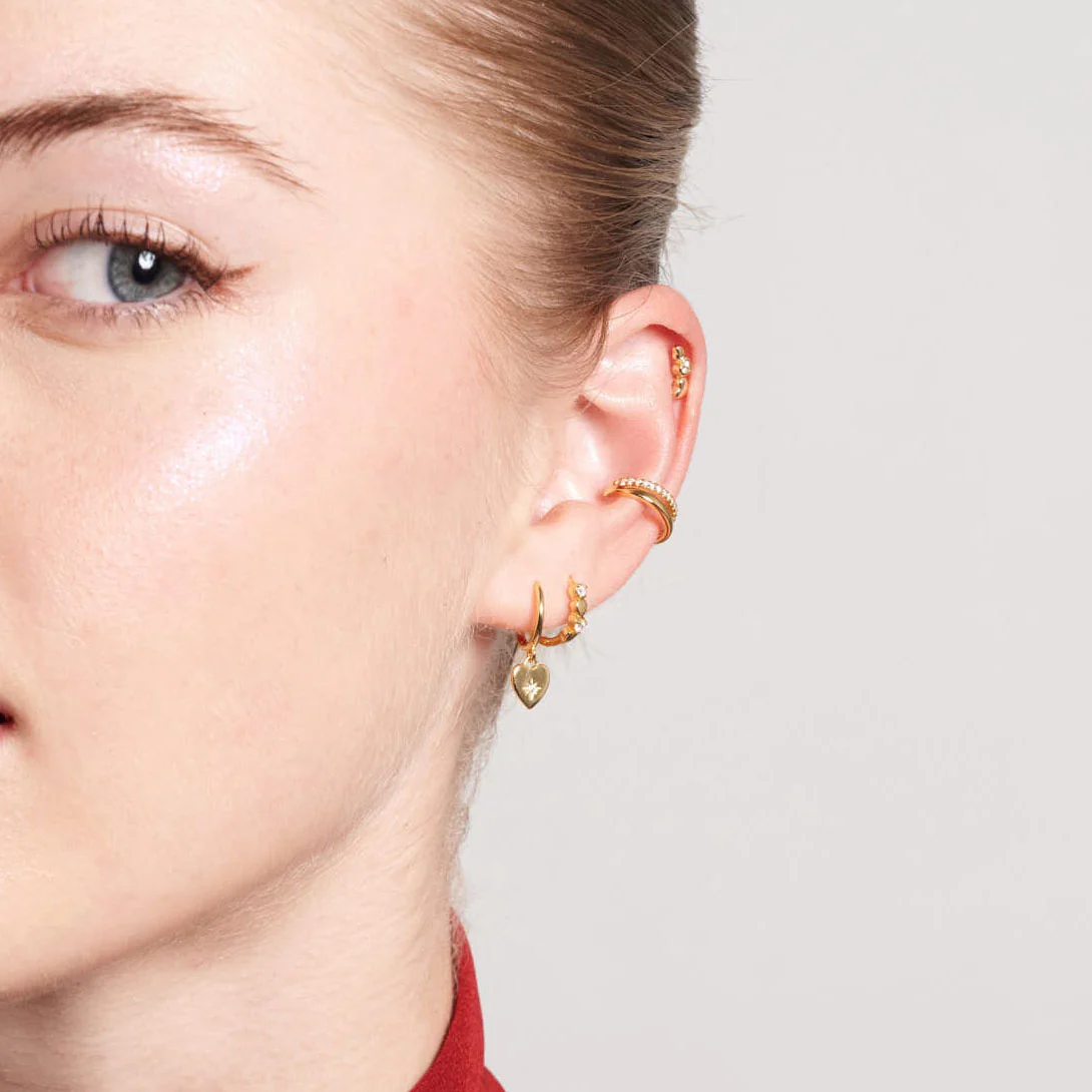 Triple Heart Barbell Studs In Gold - Image 3