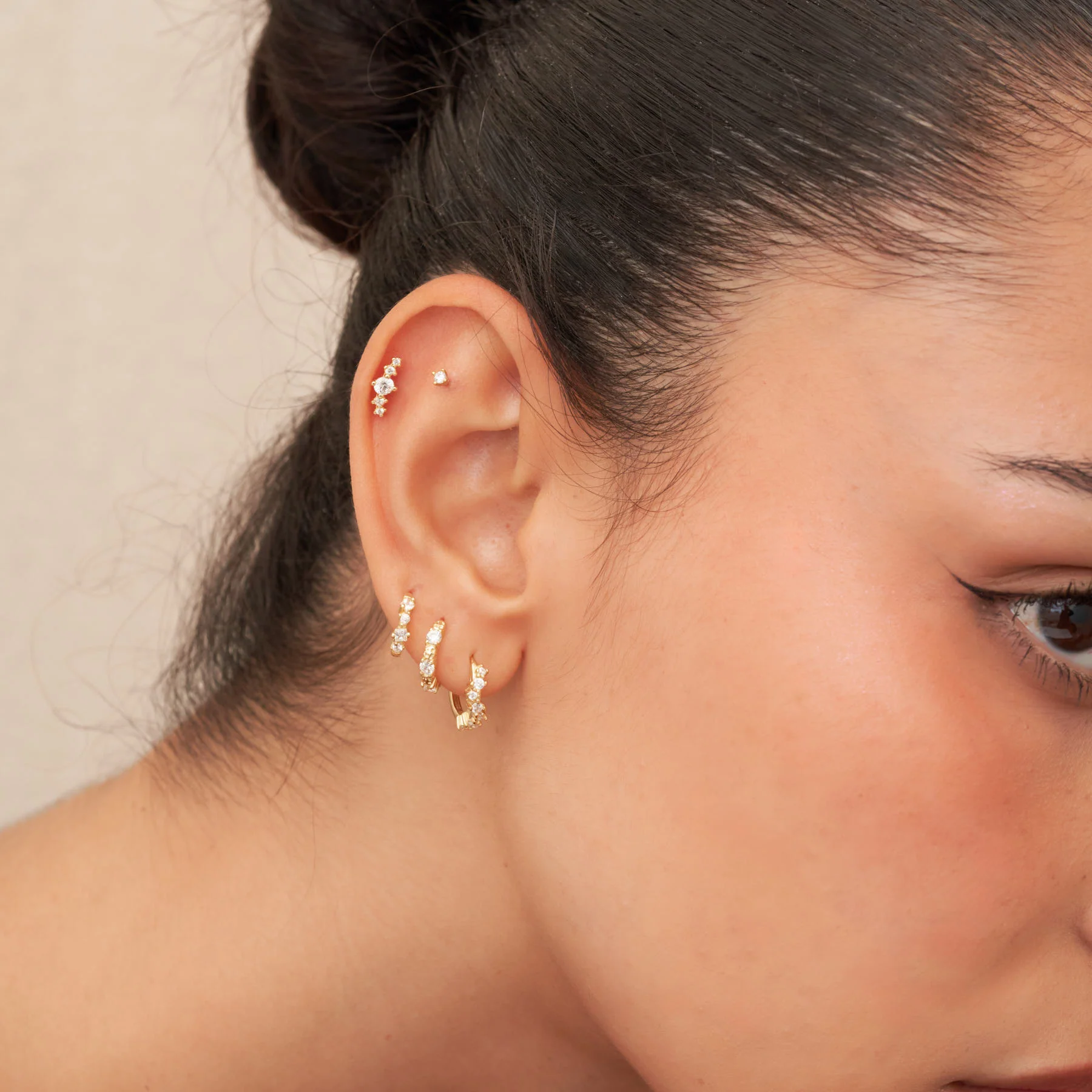 Essential Flat Back Diamond Studs In Gold - Image 5
