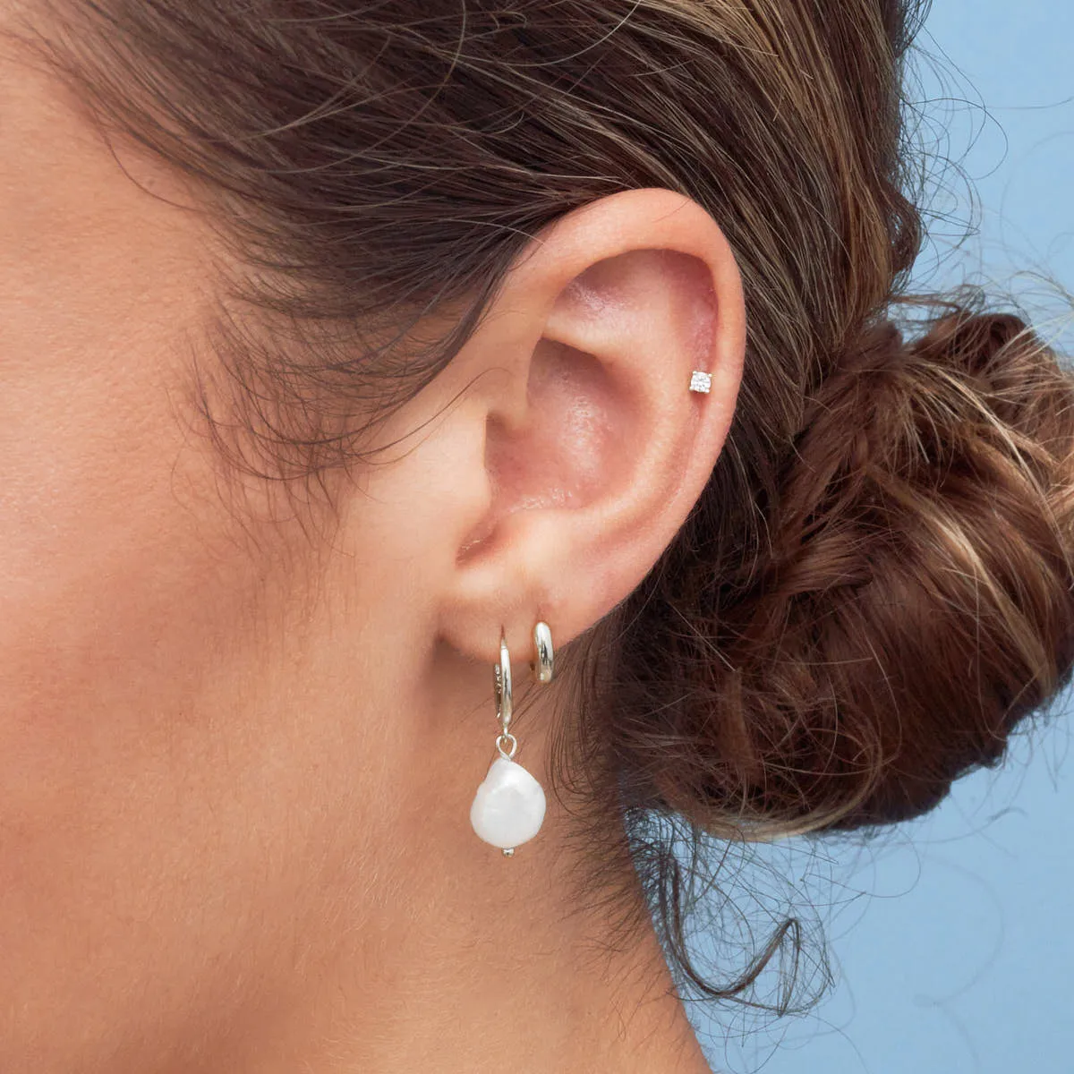 Helix Flat Back Diamond Stud In Silver - Image 2