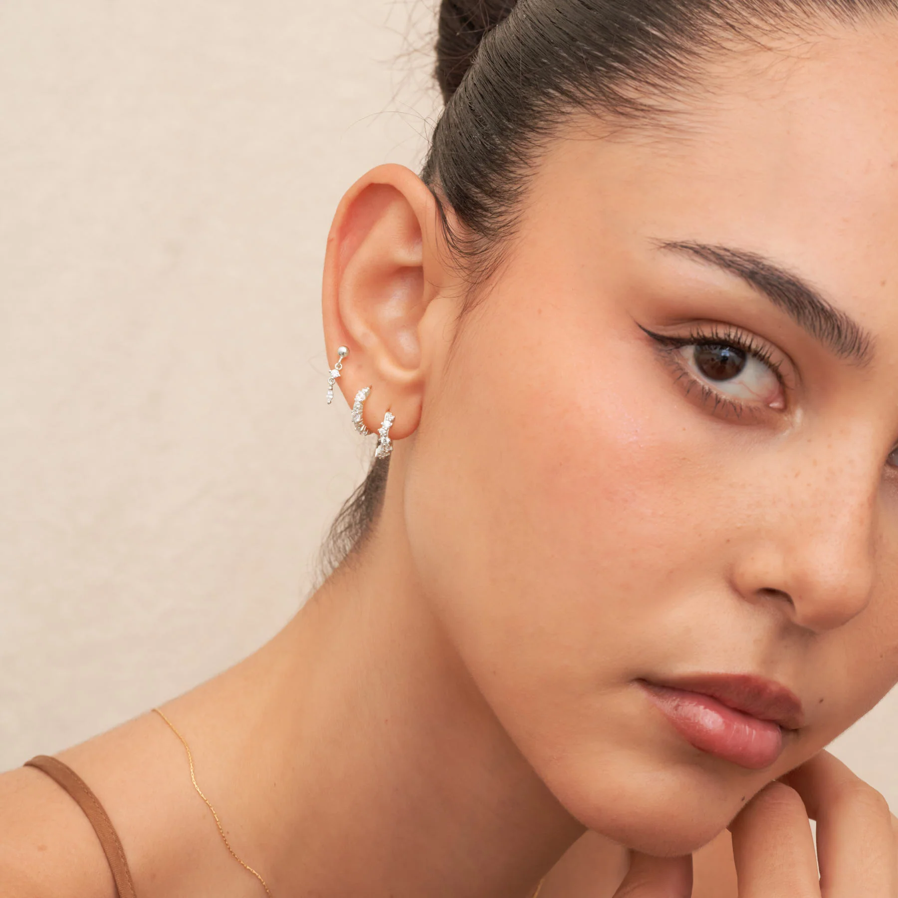 Marquise Dangle Barbell Stud In Silver - Image 3