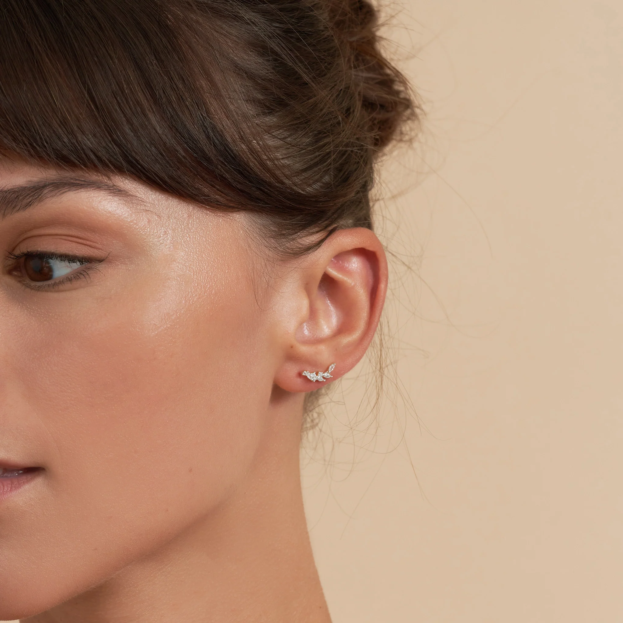 Marquise Flat Back Climber Studs In Silver - Image 4