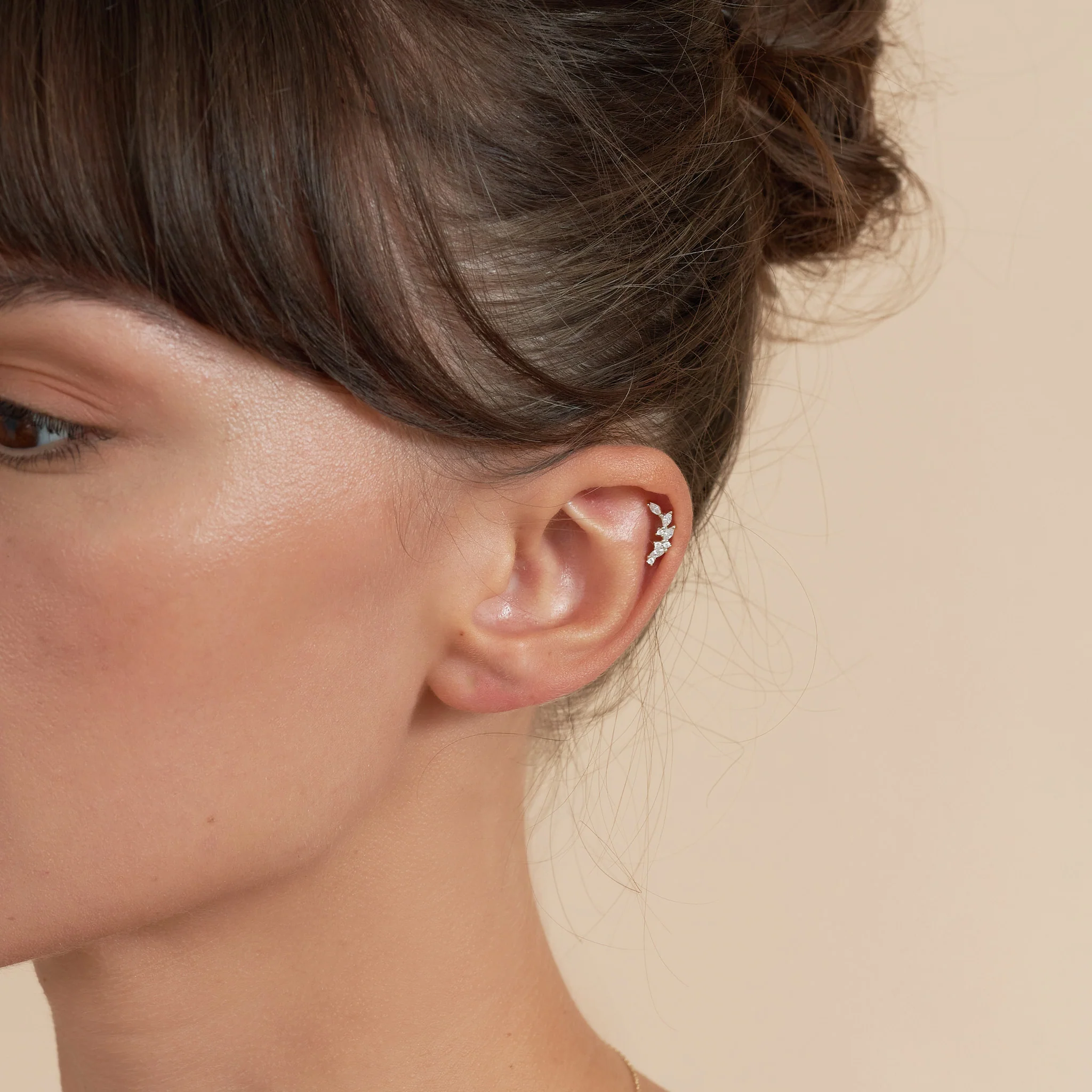 Marquise Flat Back Climber Studs In Silver - Image 5