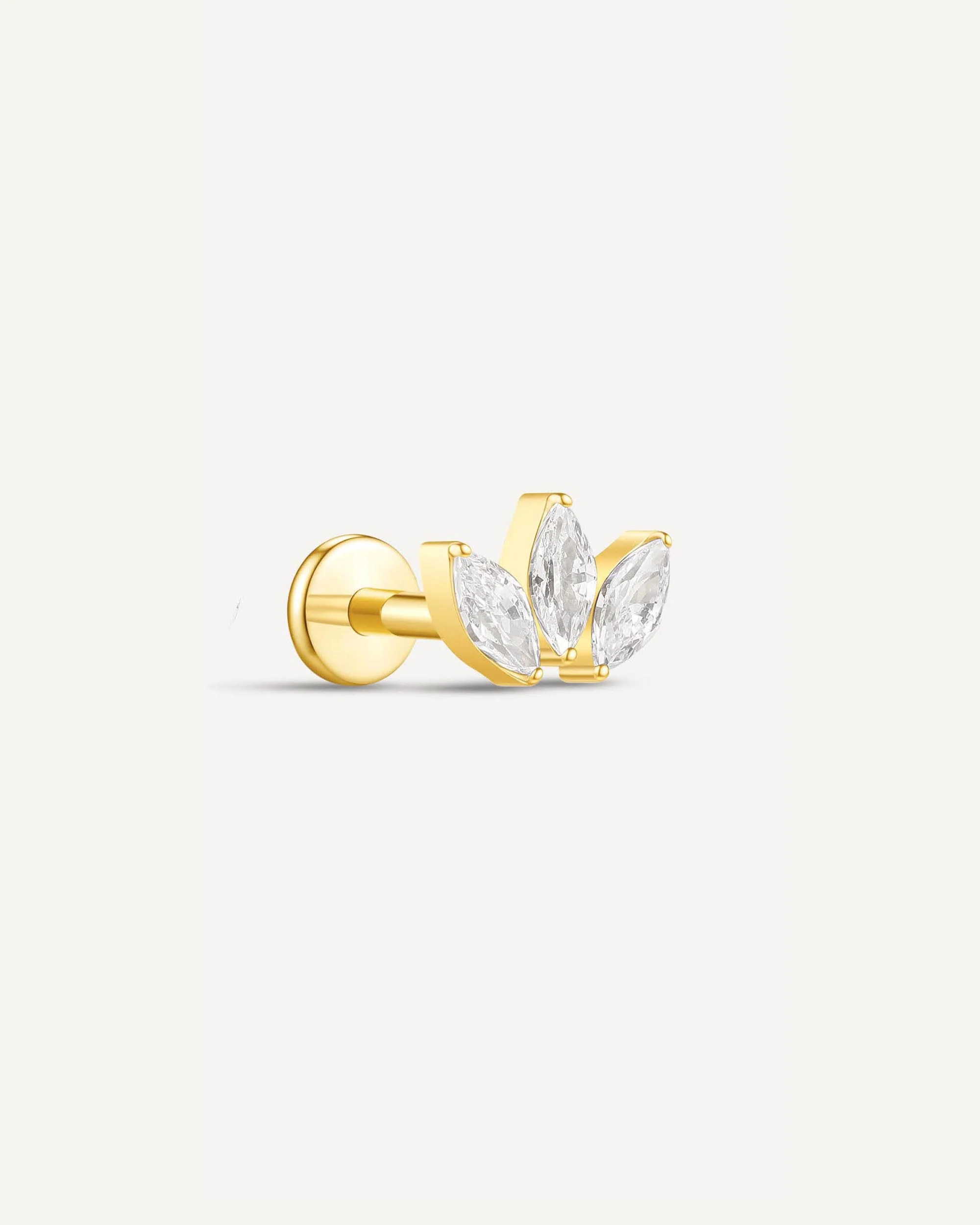 Marquise Titanium Flat Back Studs in Gold