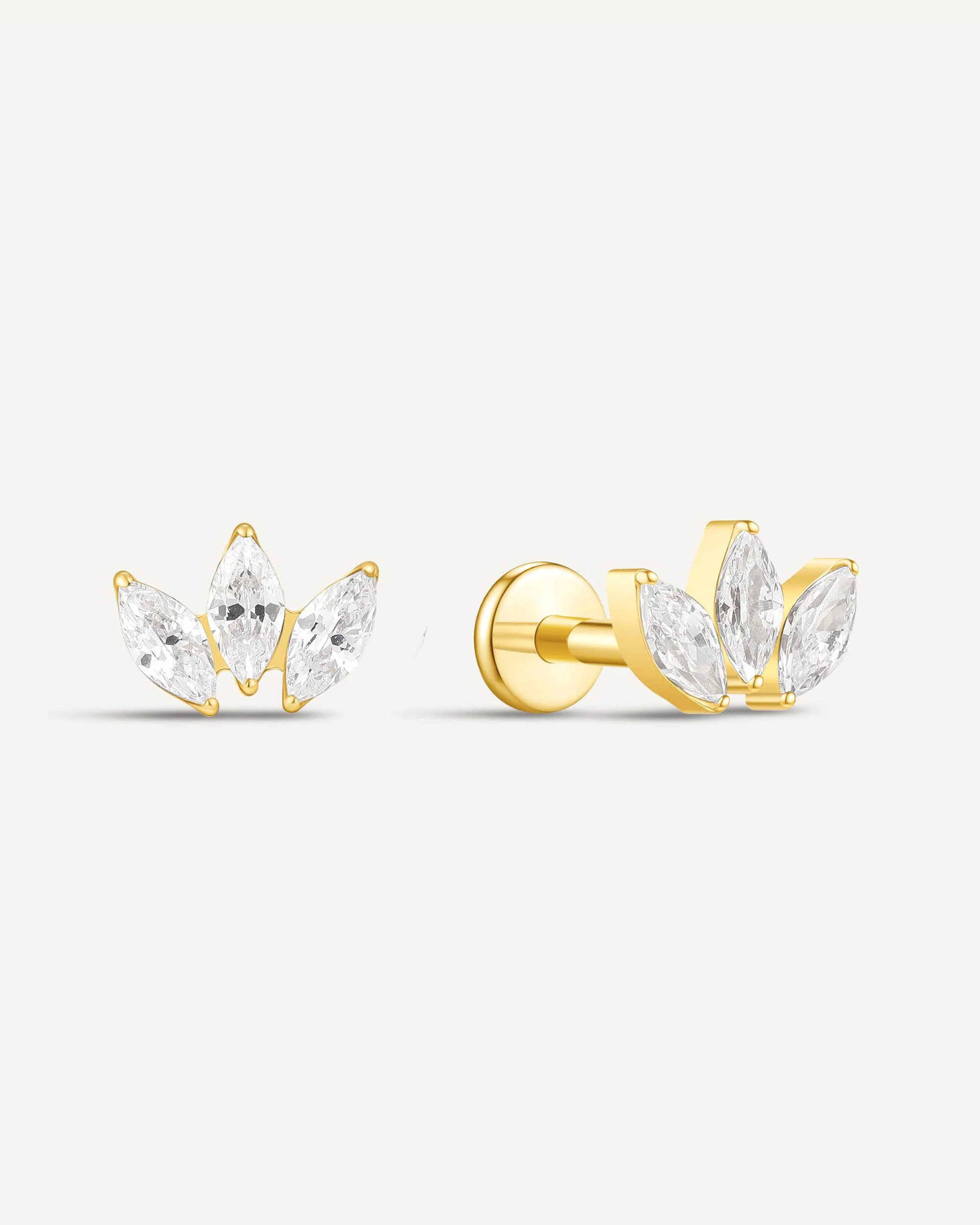 Marquise Titanium Flat Back Studs in Gold - Image 4