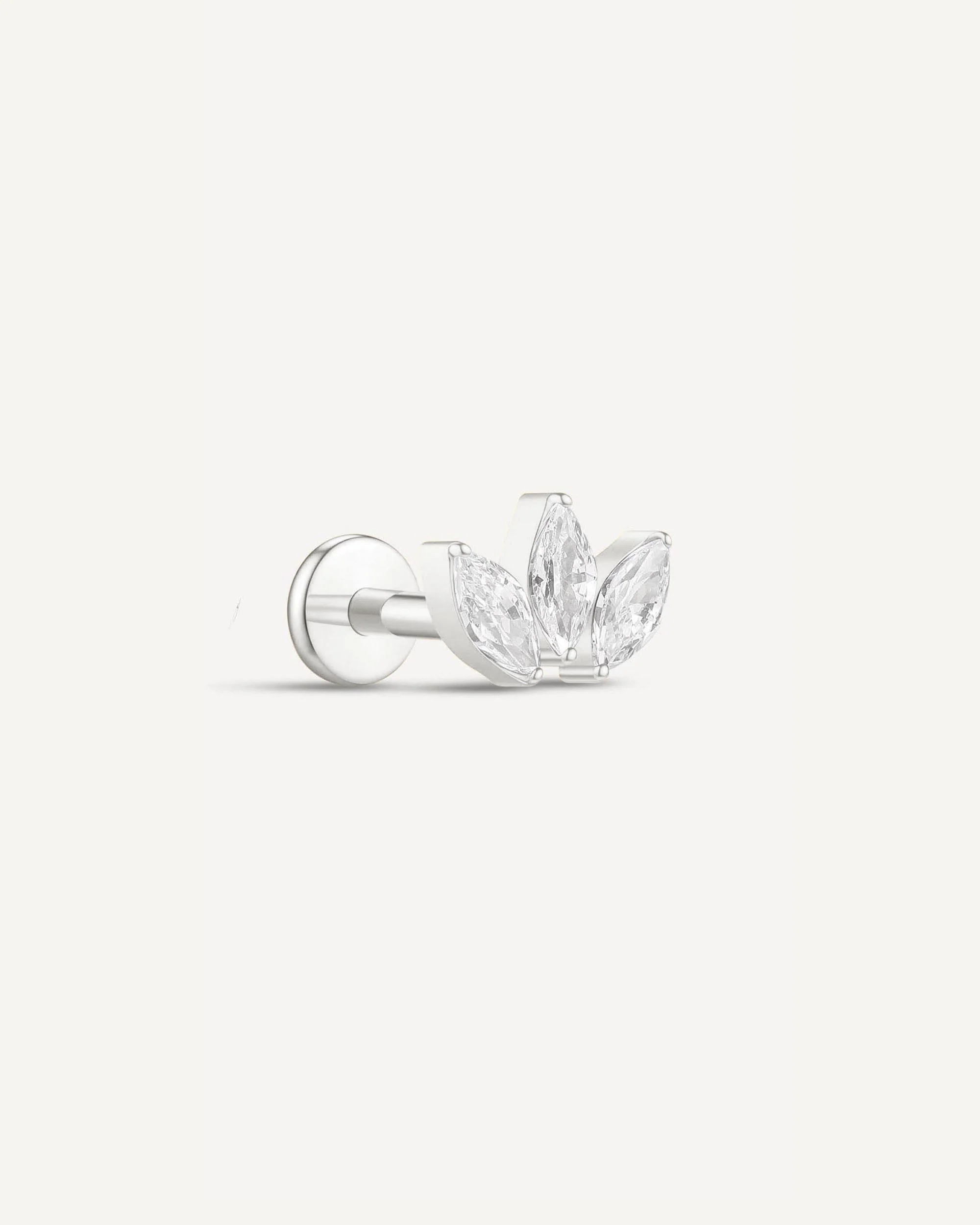 Marquise Titanium Flat Back Studs in Silver
