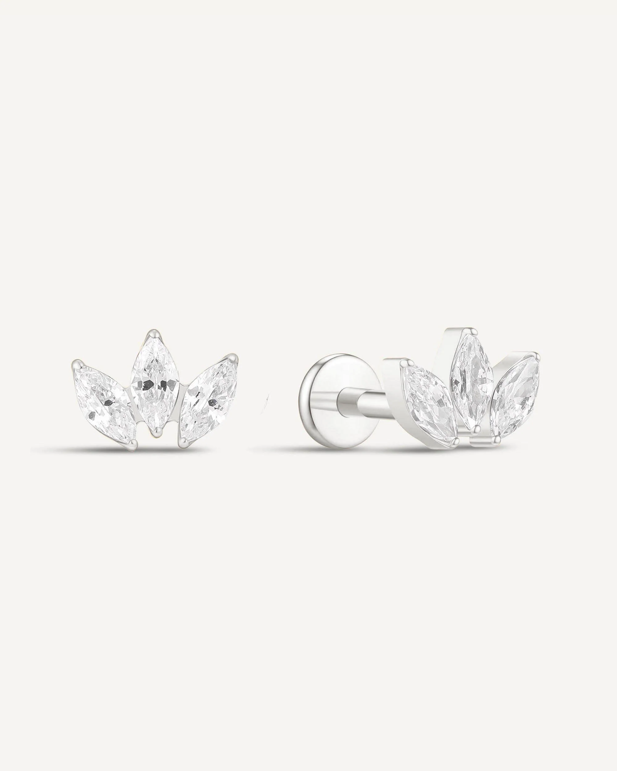 Marquise Titanium Flat Back Studs in Silver - Image 4