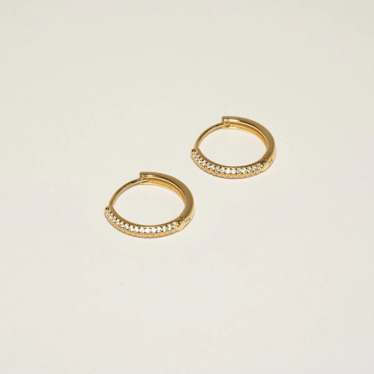 Medium Crystal Paved Hoops In Gold - Image 3