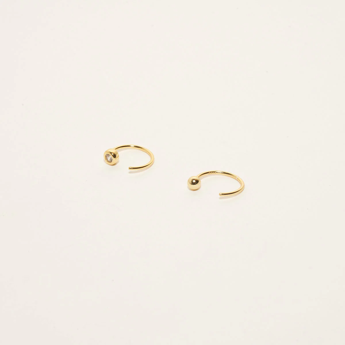 Minimal Ball Open Hoop Earrings In Gold - Image 3