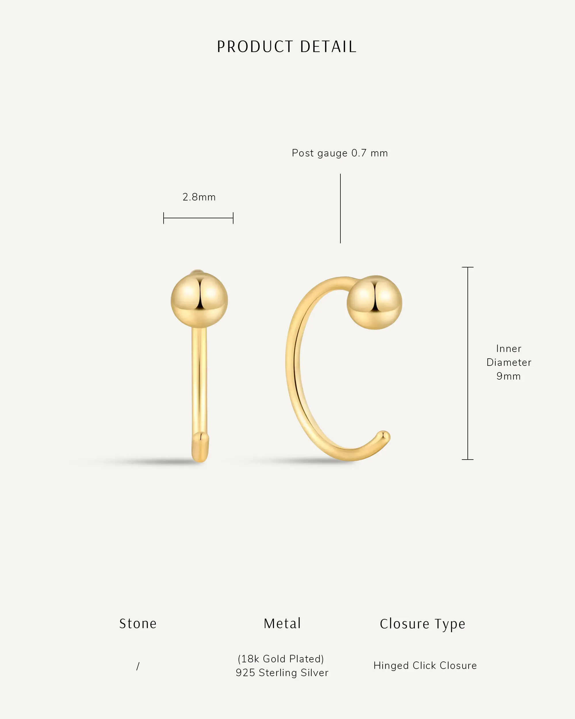 Minimal Ball Open Hoop Earrings In Silver - Image 4