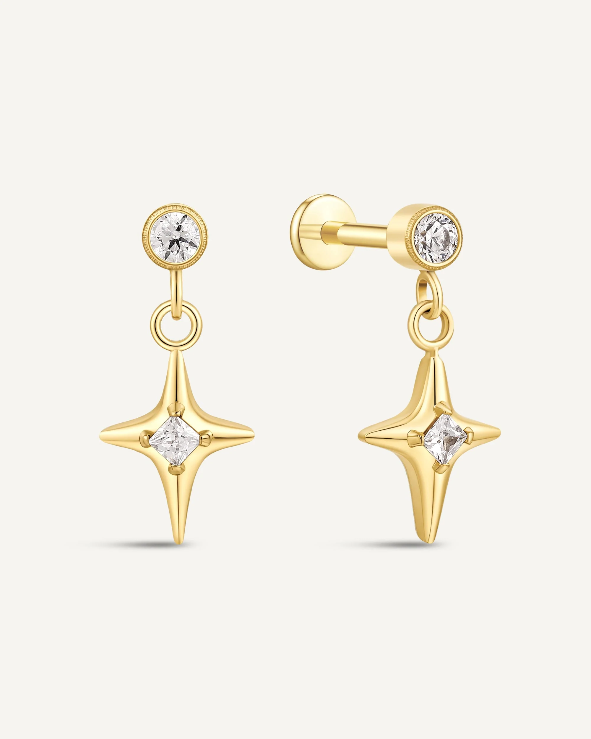 North Star Titanium Flat Back Studs In Gold - Image 4