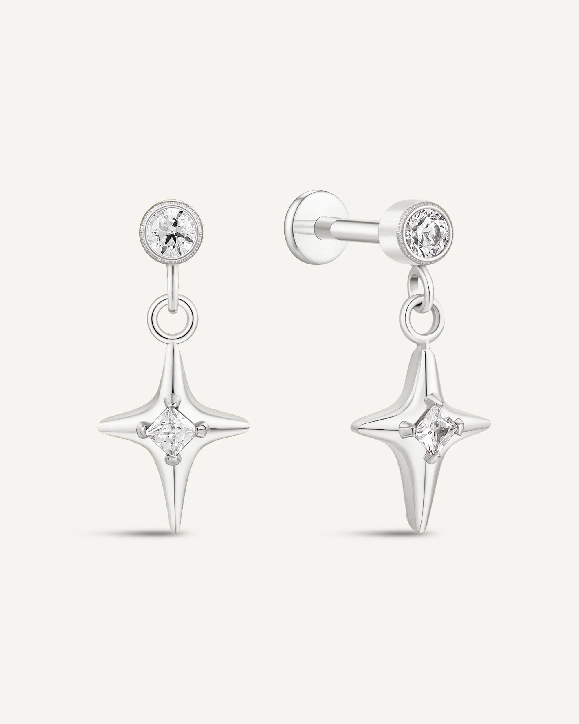 North Star Titanium Flat Back Studs In Silver - Image 4