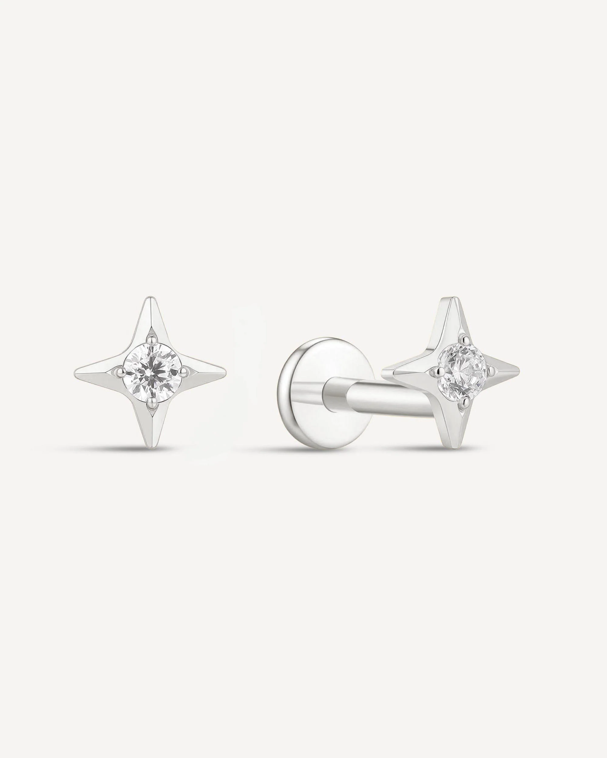 North Star Titanium Flat Back Studs In Silver - Image 4