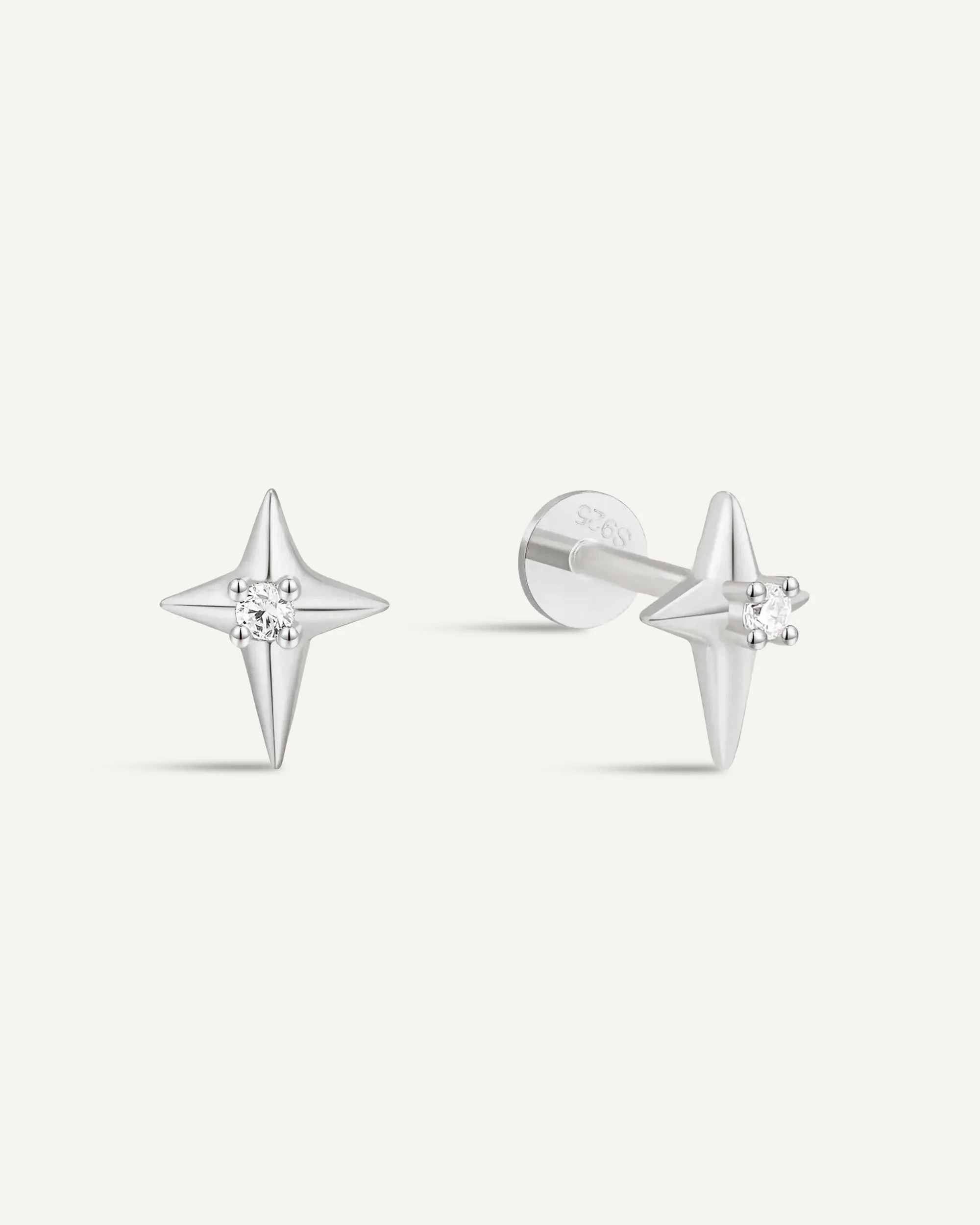 Nova Spark Flat Back Stud in Silver - Image 6