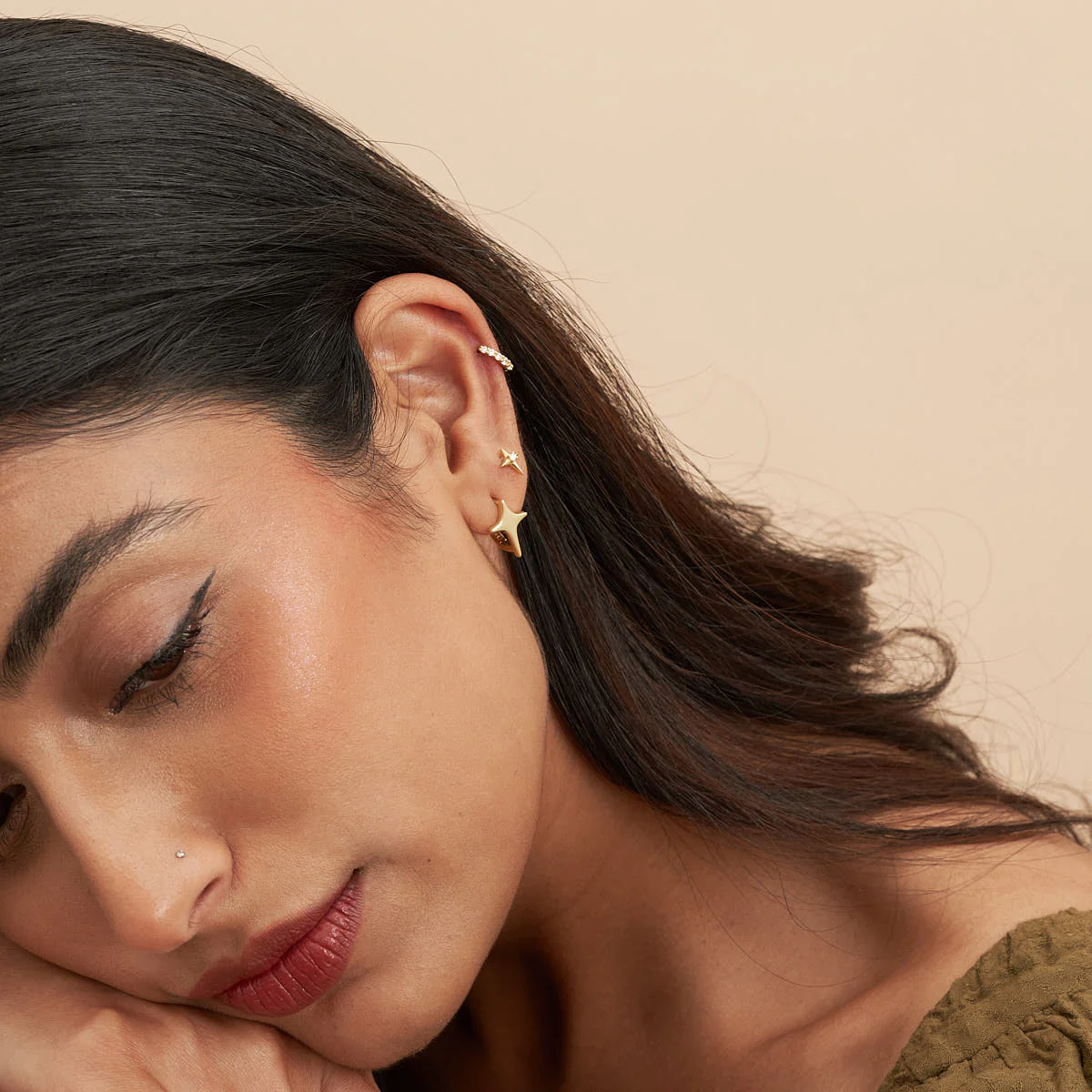 Nova Spark Flat Back Studs in Gold - Image 5