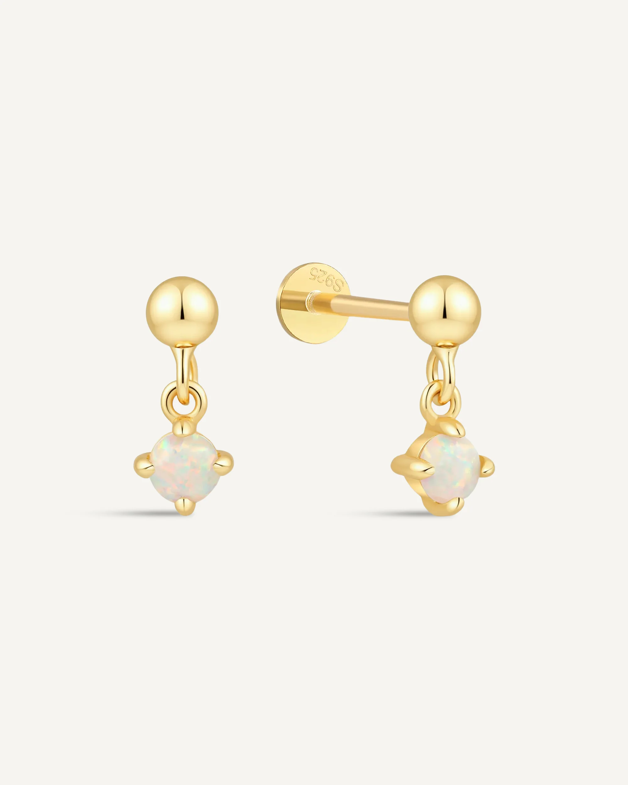 Opal Drop Flat Back Stud In Gold - Image 4