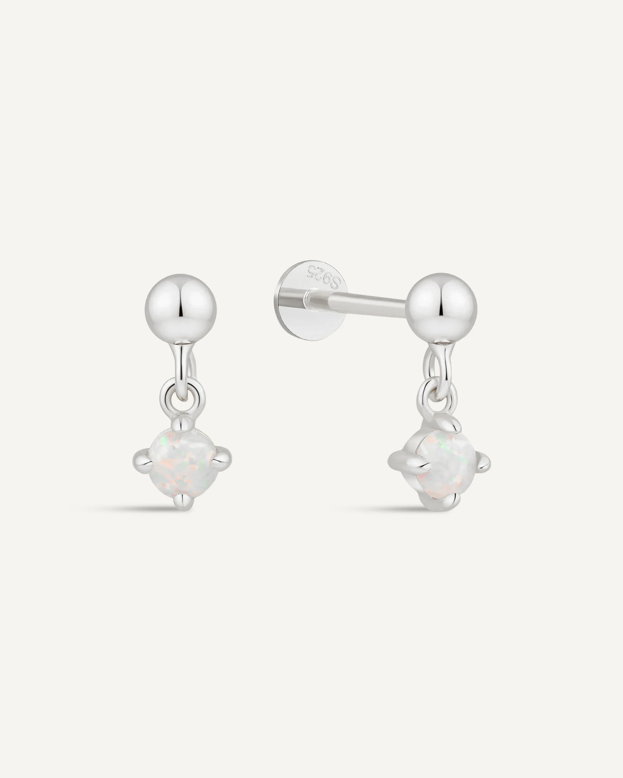 Opal Drop Flat Back Stud In Silver - Image 4