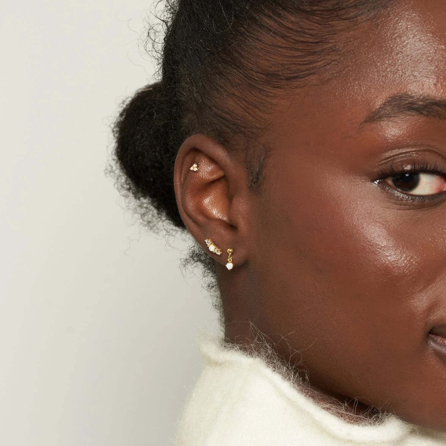 Opal Flat Back Studs Set in Gold - Image 4