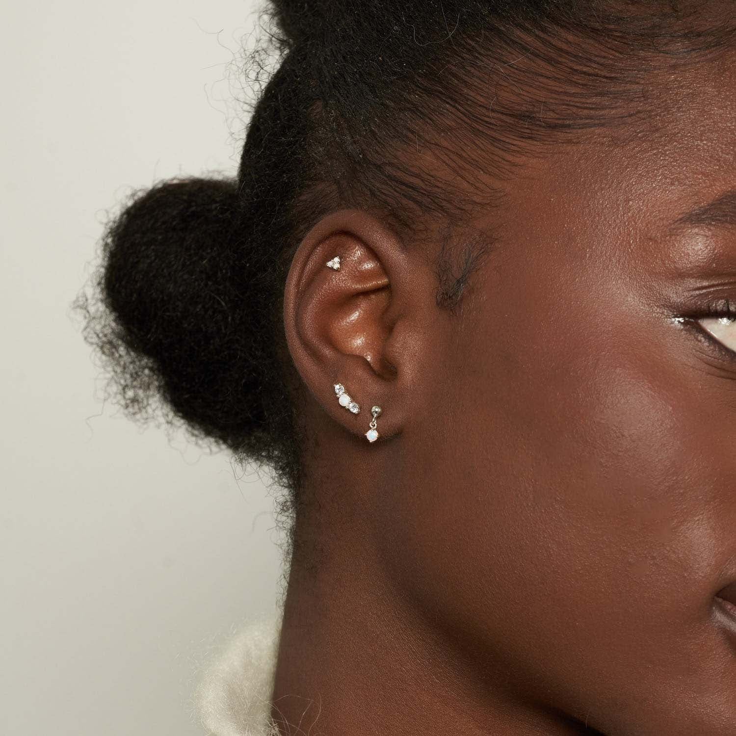 Opal Flat Back Studs Set in Silver - Image 3