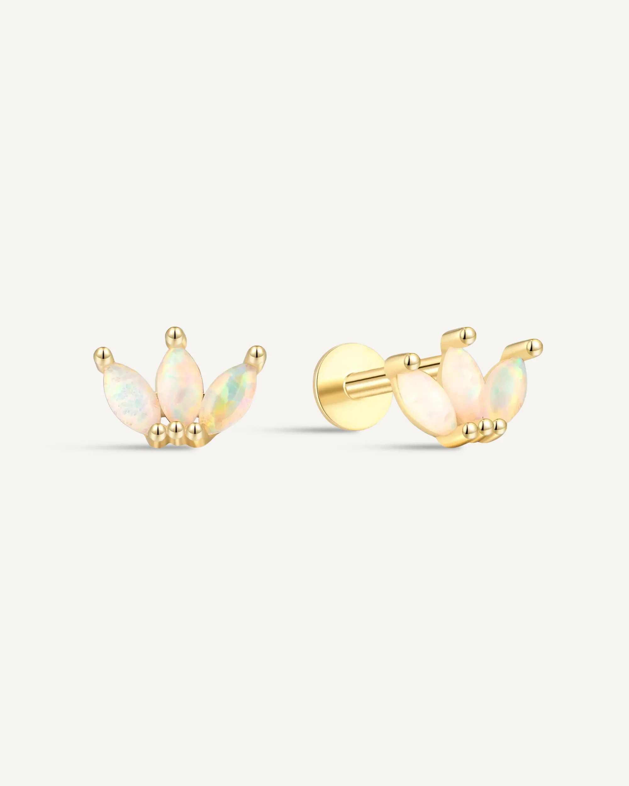 Opal Marquise Cluster Flat Back Stud in Gold - Image 5