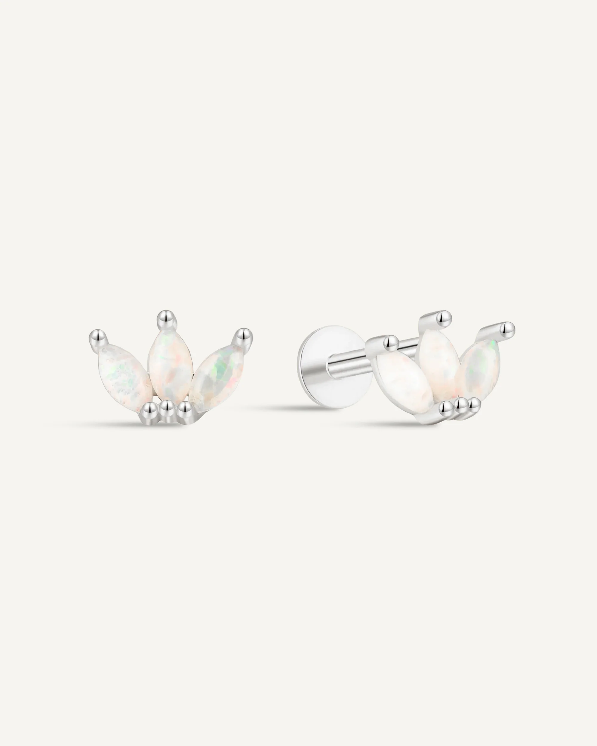 Opal Marquise Cluster Flat Back Stud in Silver - Image 5