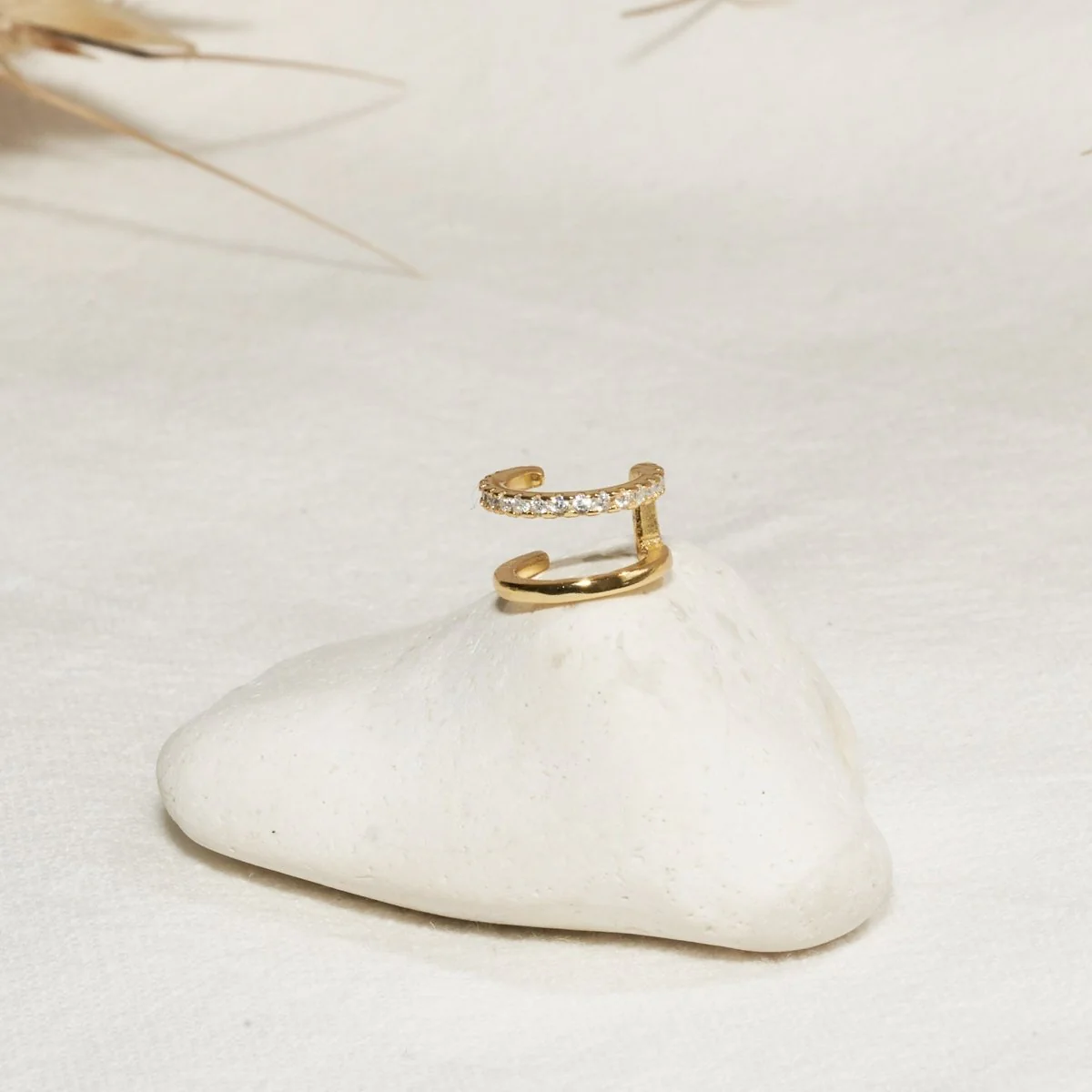 Open Double Band Ear Cuff in Gold - Image 3