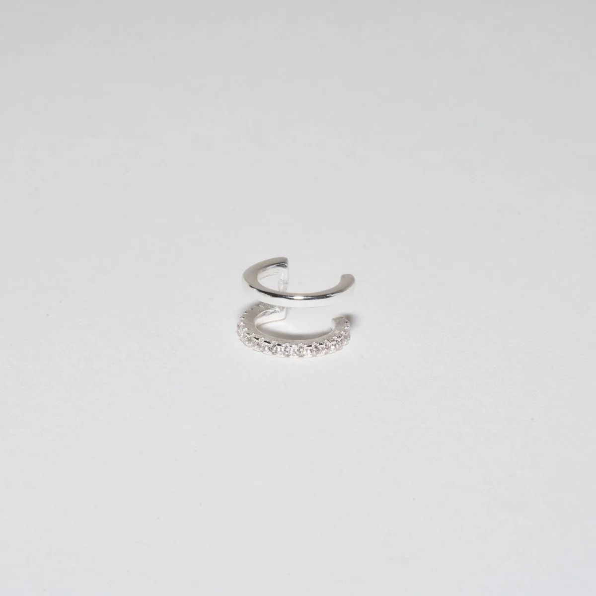 Open Double Band Ear Cuff in Silver - Image 3