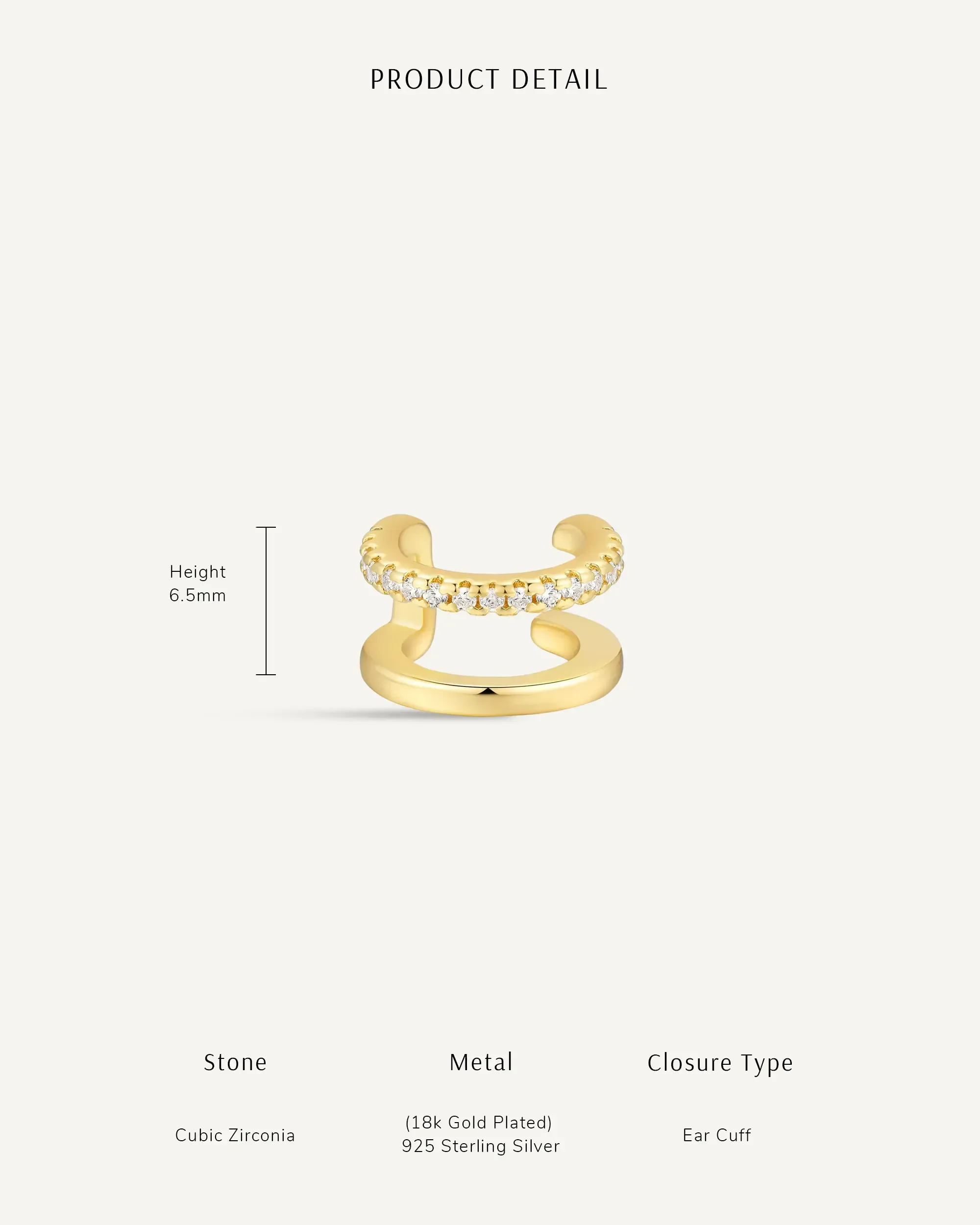 Open Double Band Ear Cuff in Silver - Image 5