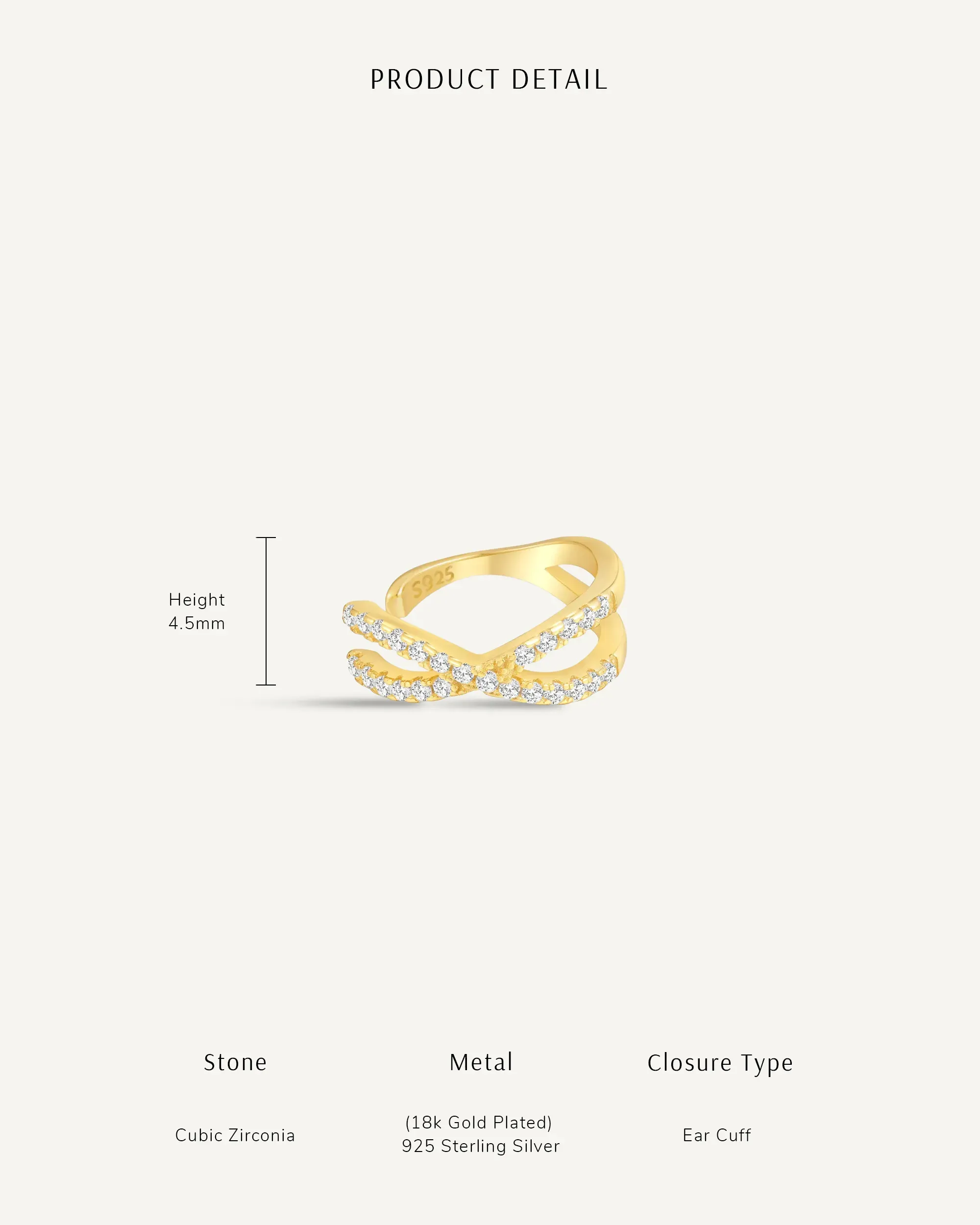 Paved Double Cross Ear Cuff In Gold - Image 4