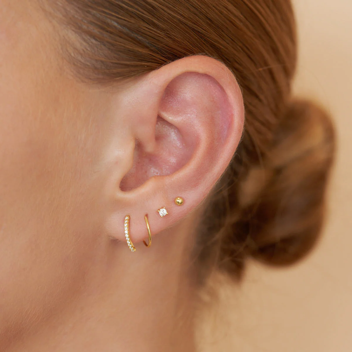 Classic Plain Ball Flat Back Stud In Gold - Image 2