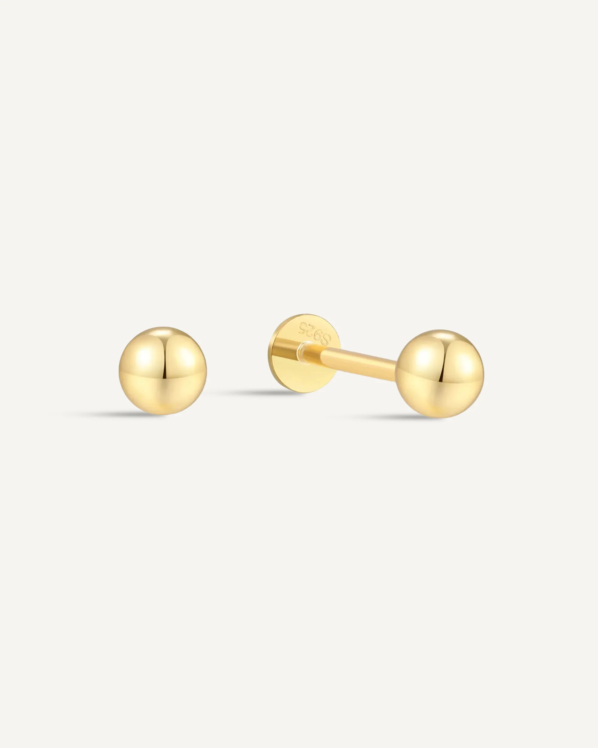 Classic Plain Ball Flat Back Stud In Gold - Image 4