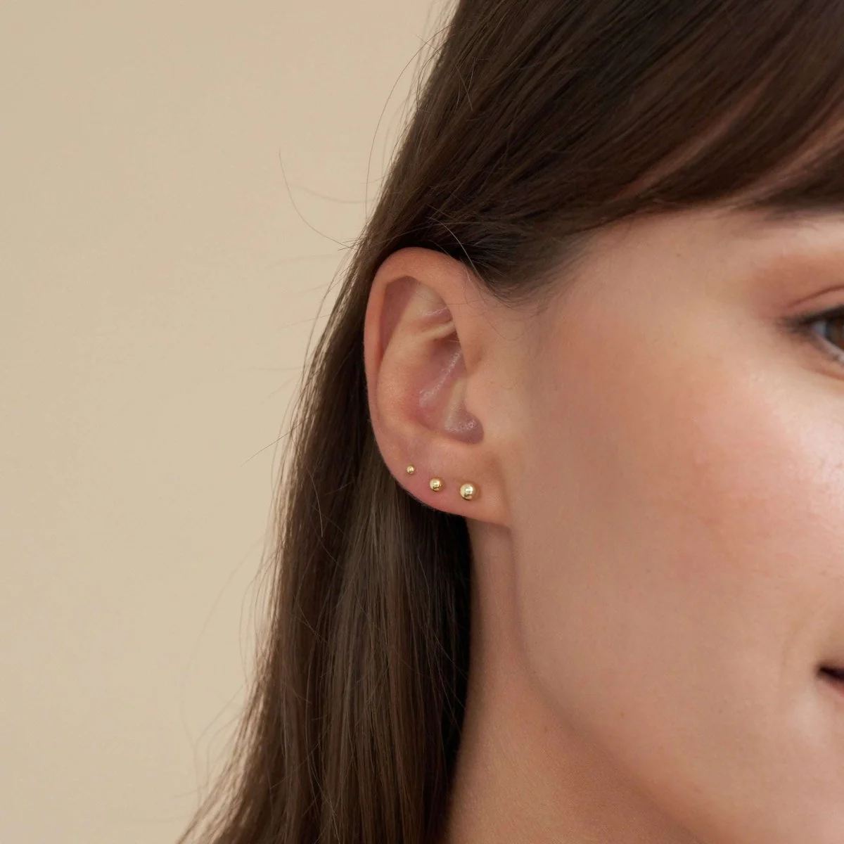 Plain Ball Studs In Gold - Image 2