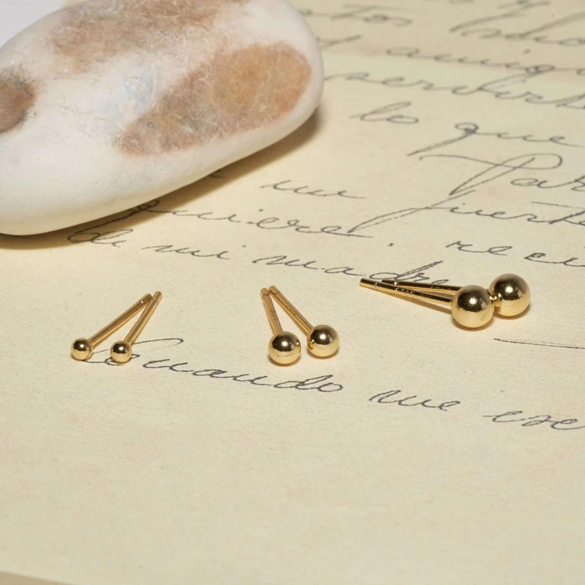 Plain Ball Studs In Gold - Image 3