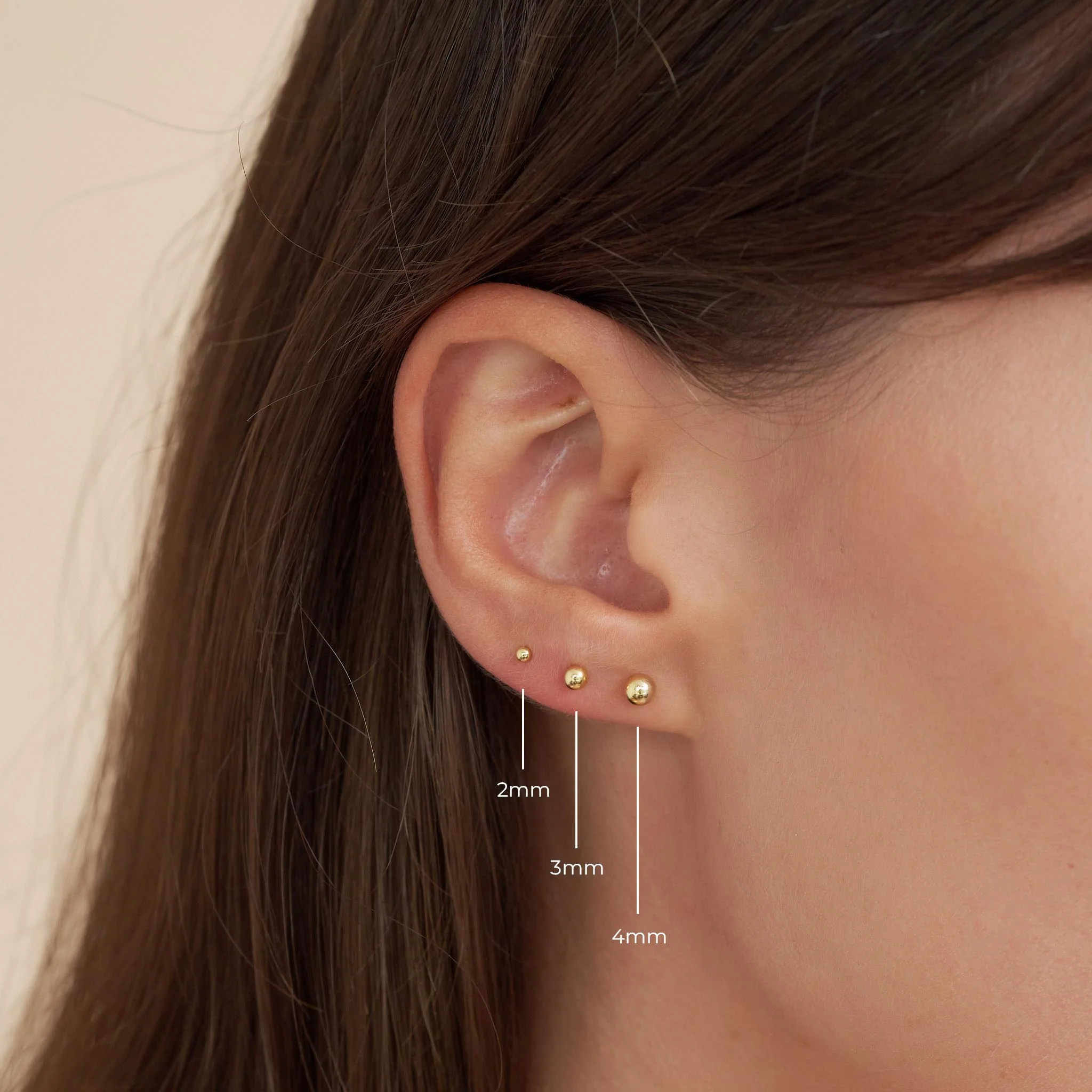 Plain Ball Studs In Gold - Image 5