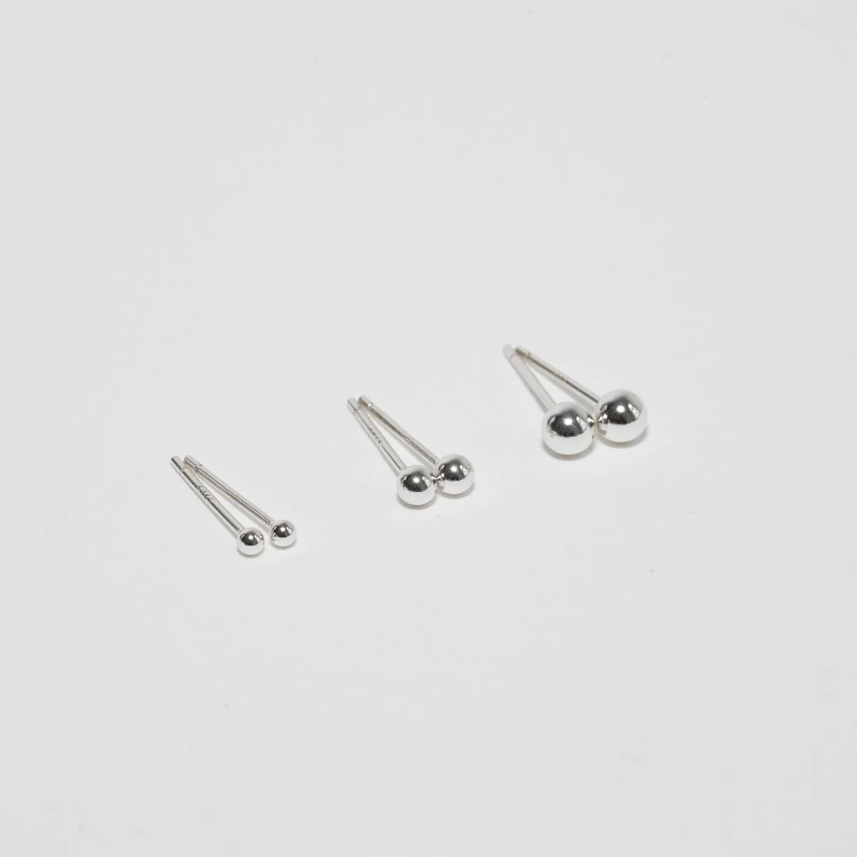 Plain Ball Studs In Silver - Image 3