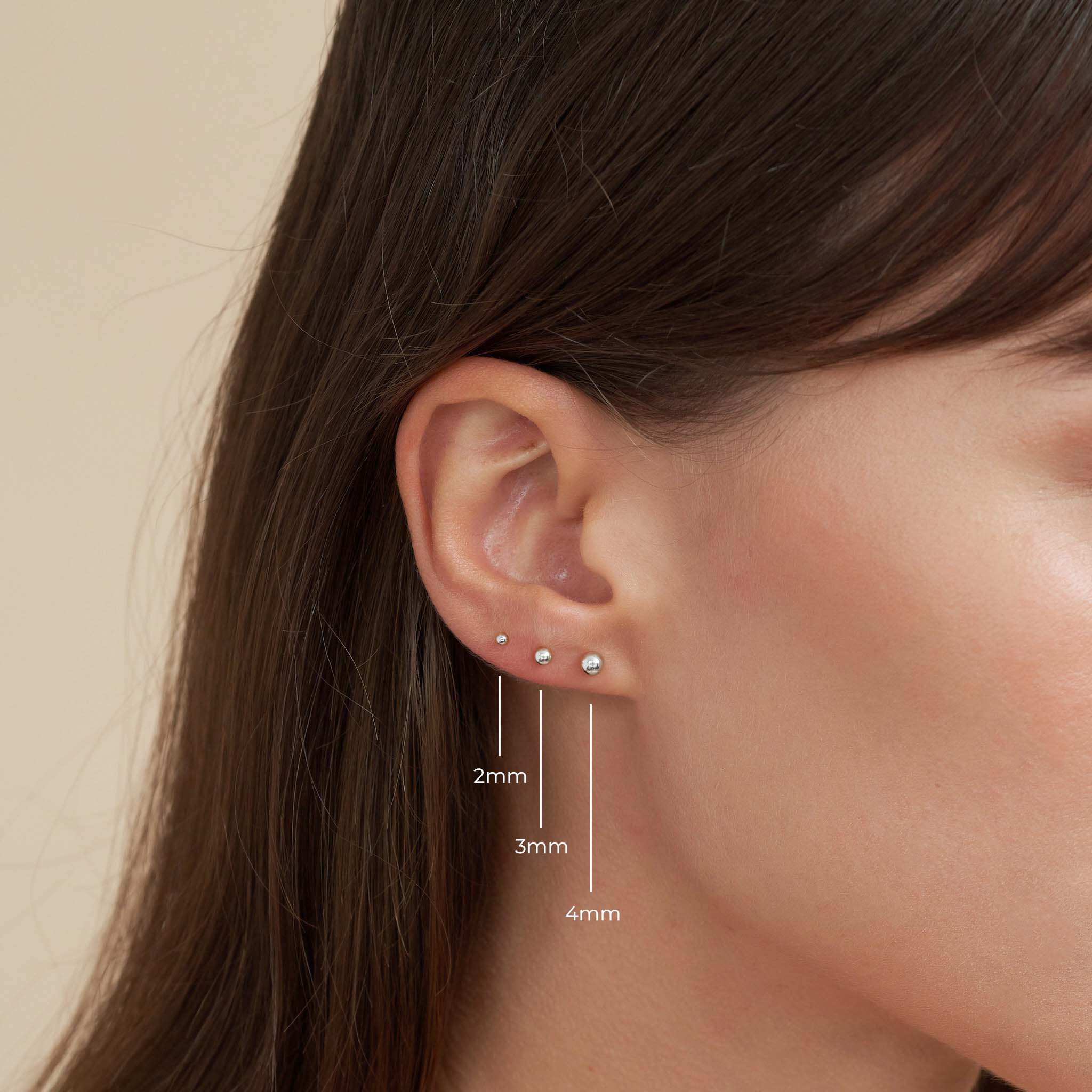 Plain Ball Studs In Silver - Image 4