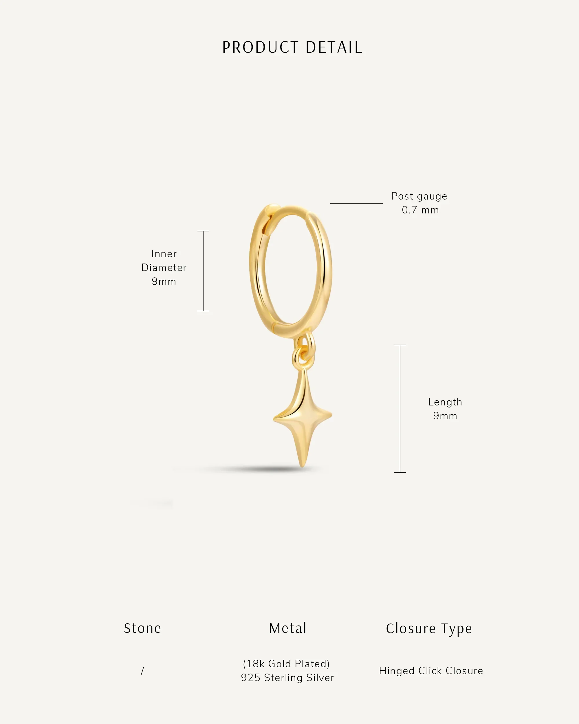 Polished Star Charm Dangle Earrings In Gold - Image 4