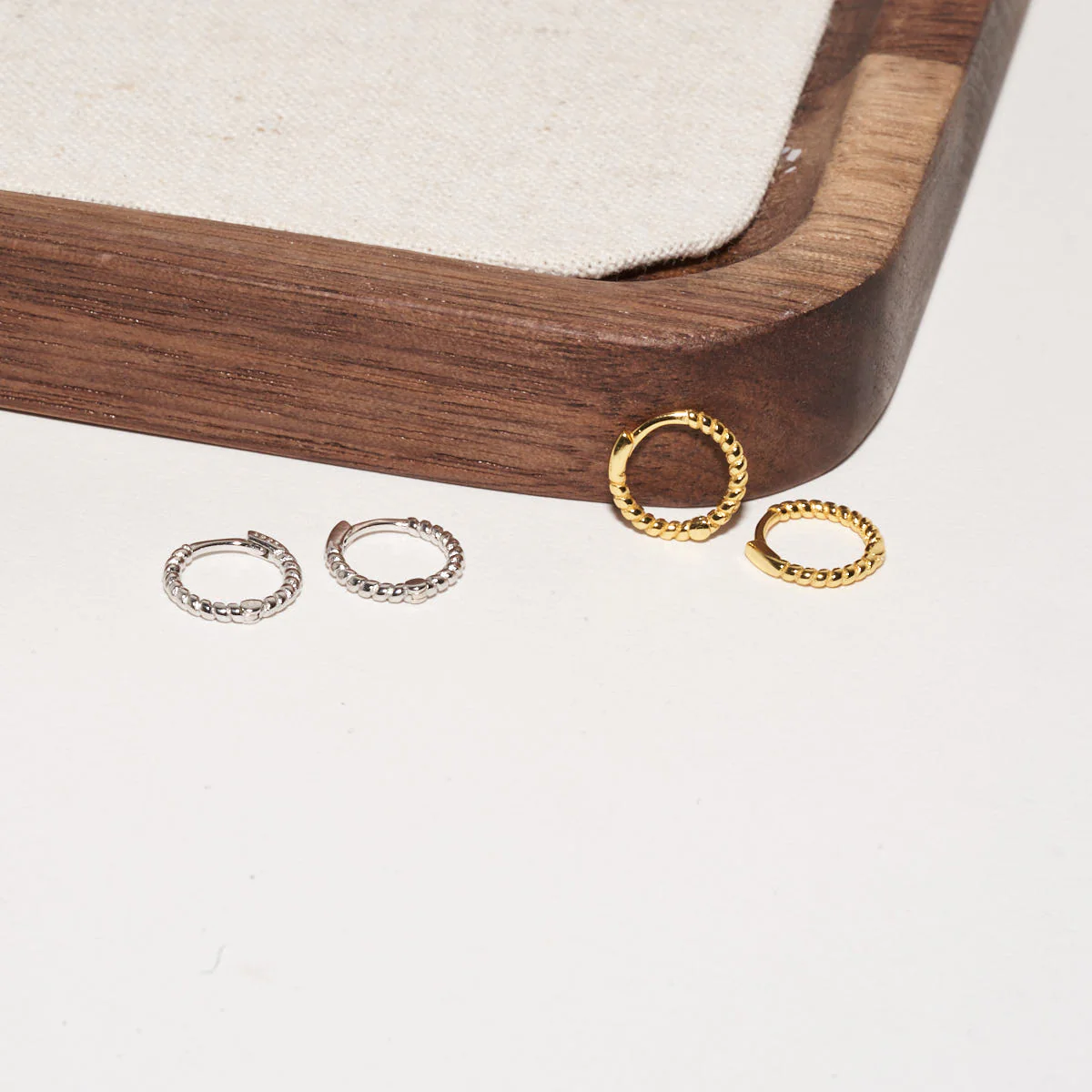 Rope Twist Huggie Hoops In Gold - Image 4