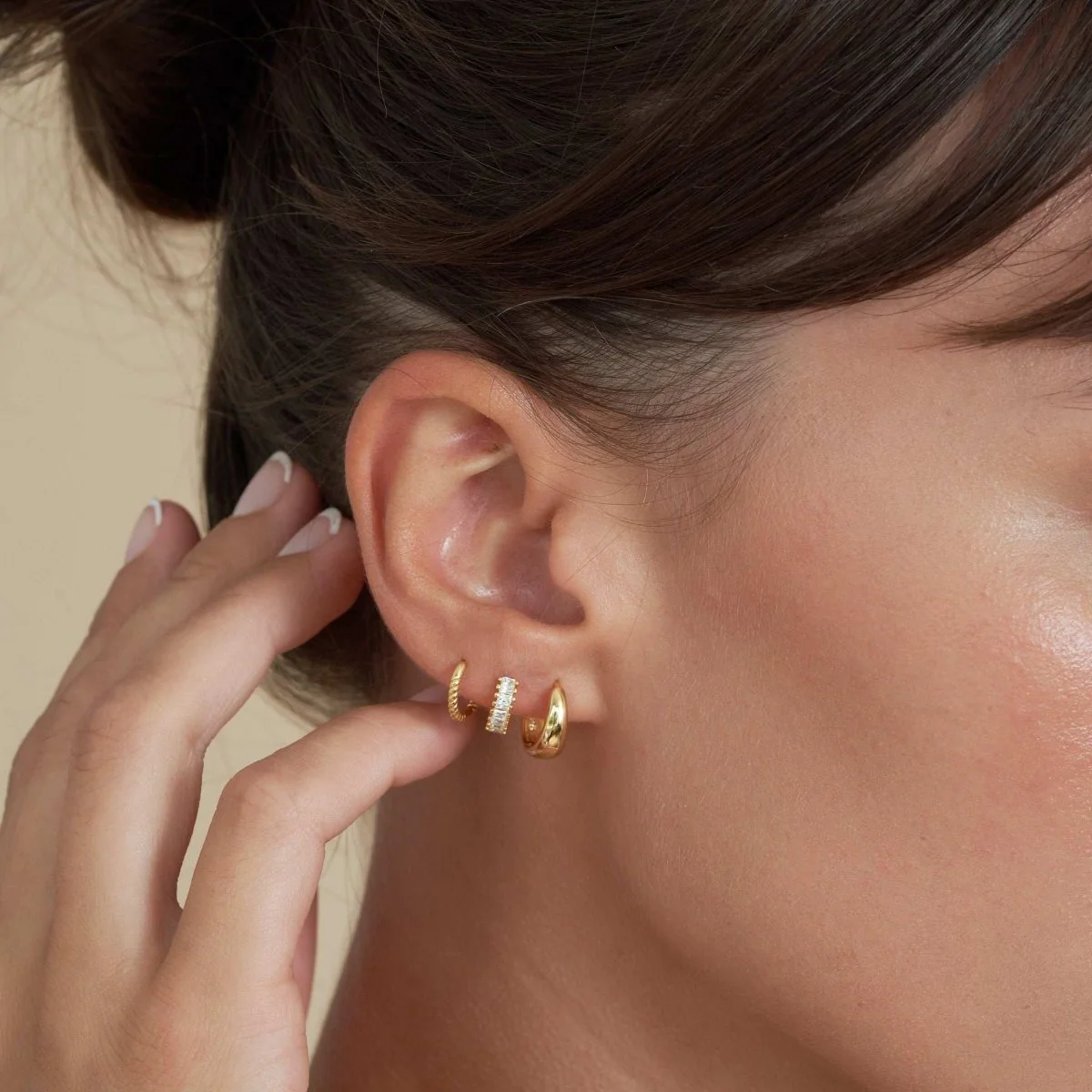 Rope Twist Huggie Hoops In Gold - Image 5