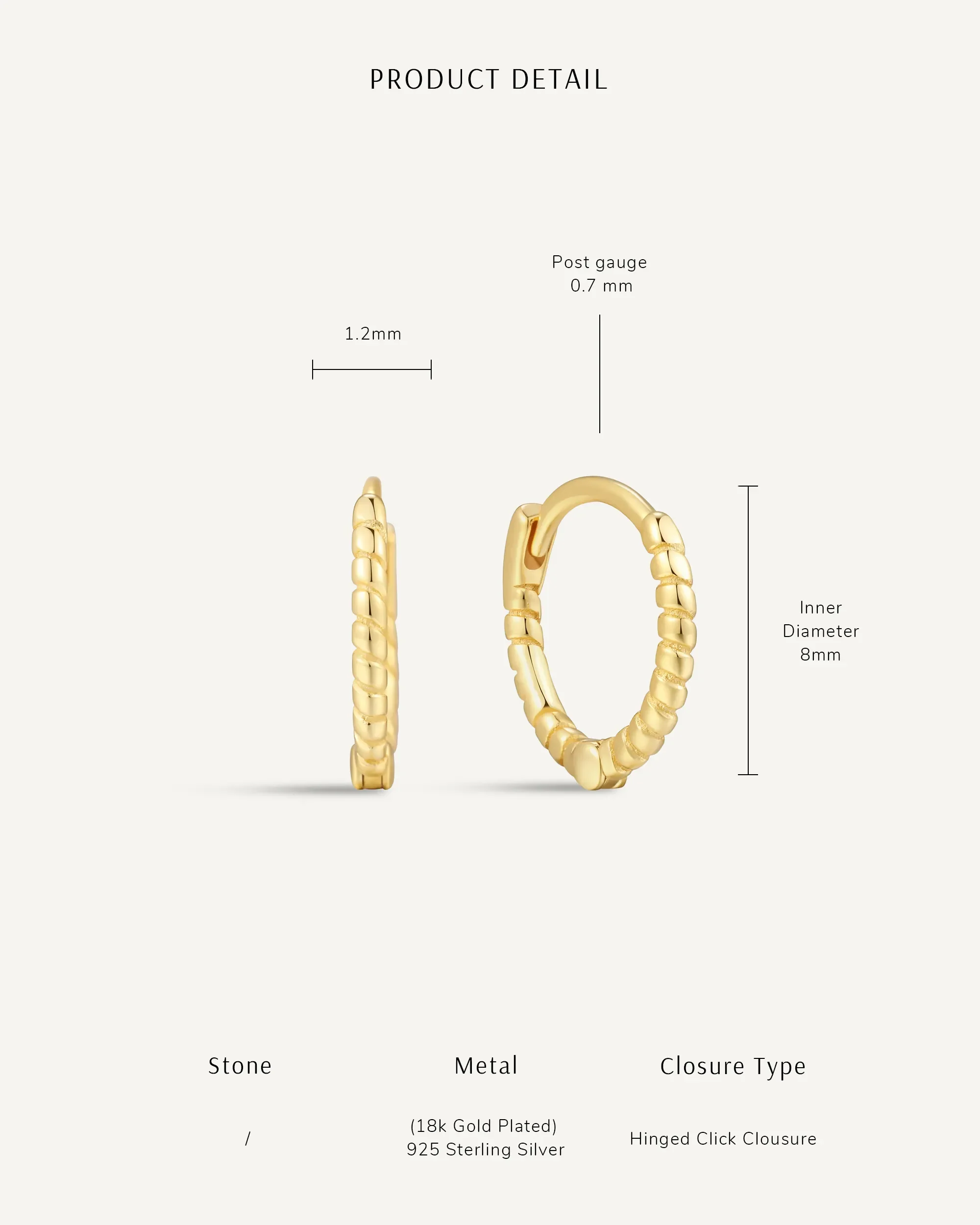 Rope Twist Huggie Hoops In Gold - Image 6