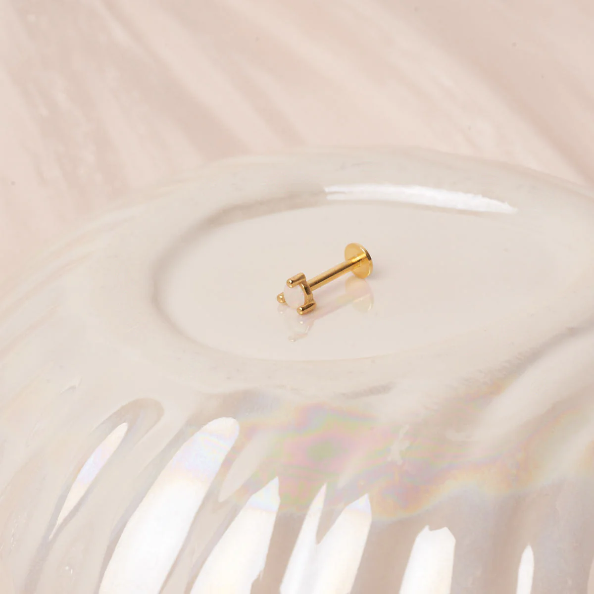 Round Helix Opal Flat Back Stud In Gold - Image 4