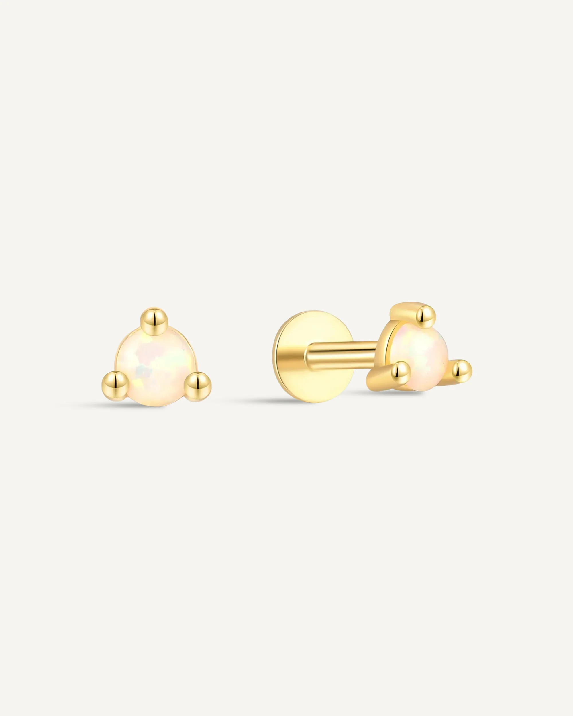 Round Helix Opal Flat Back Stud In Gold - Image 5