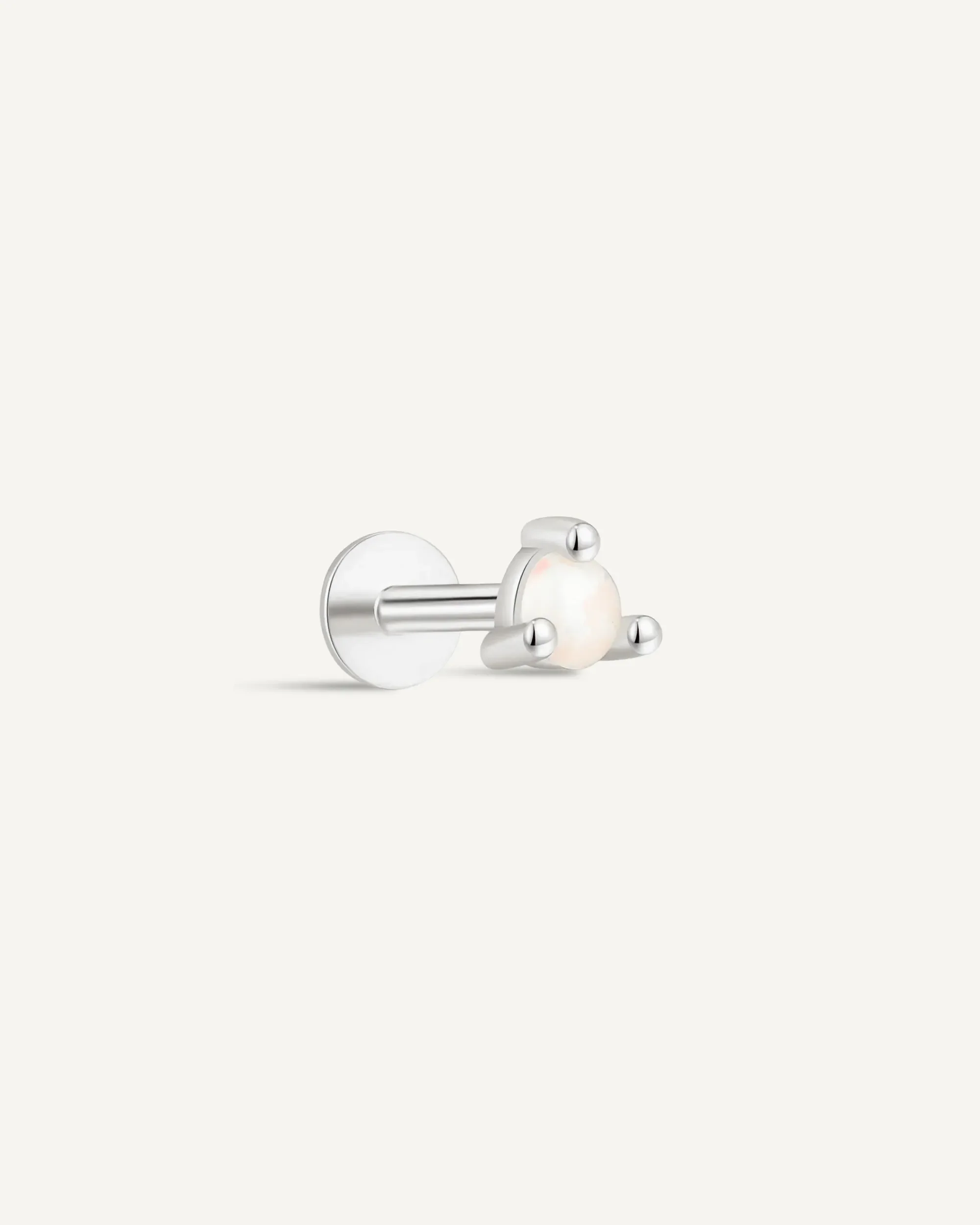 Round Helix Opal Flat Back Stud In Silver