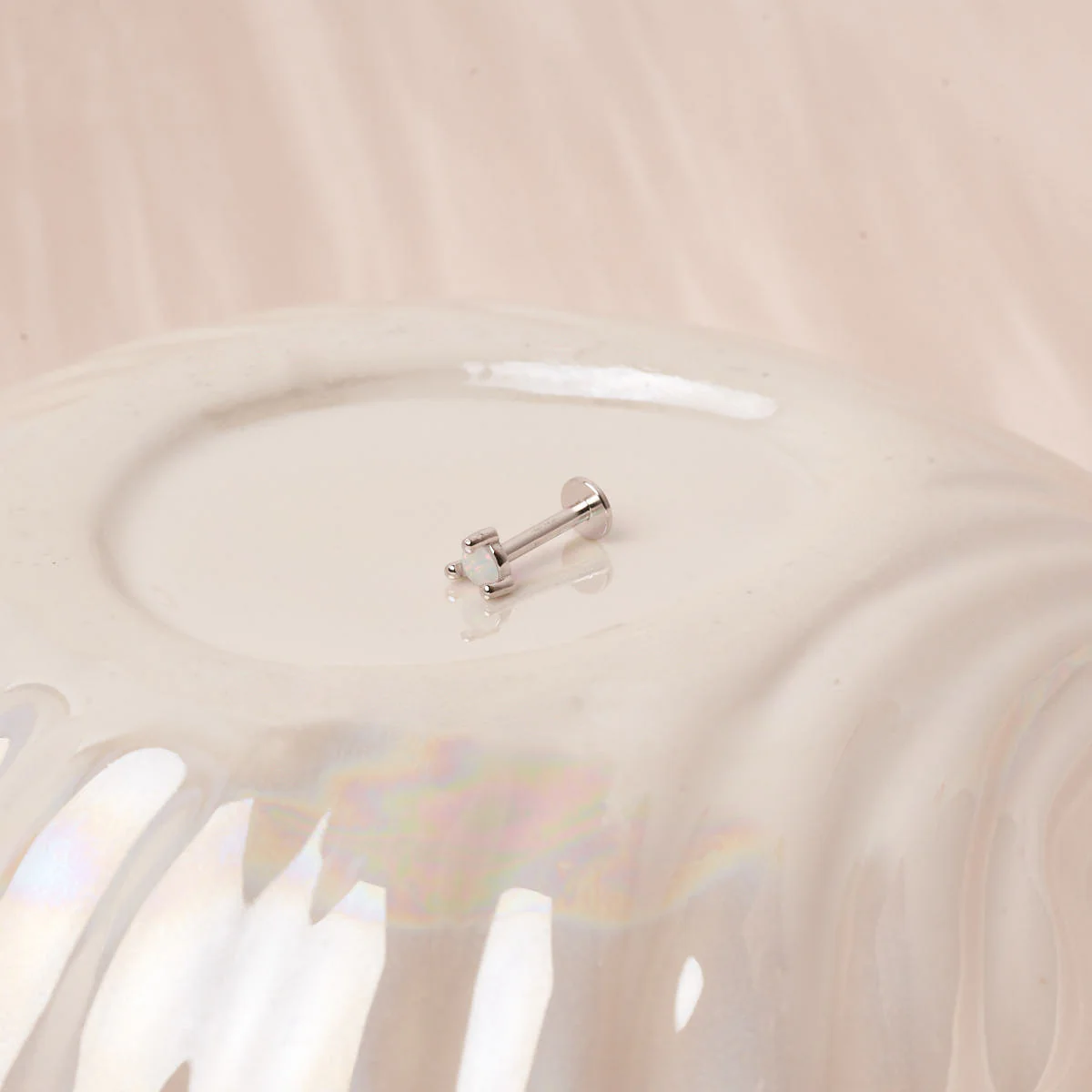 Round Helix Opal Flat Back Stud In Silver - Image 3
