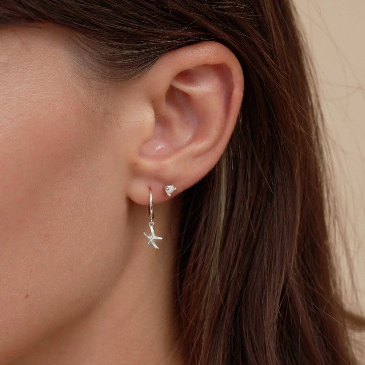 Round Helix Opal Flat Back Stud In Silver - Image 5