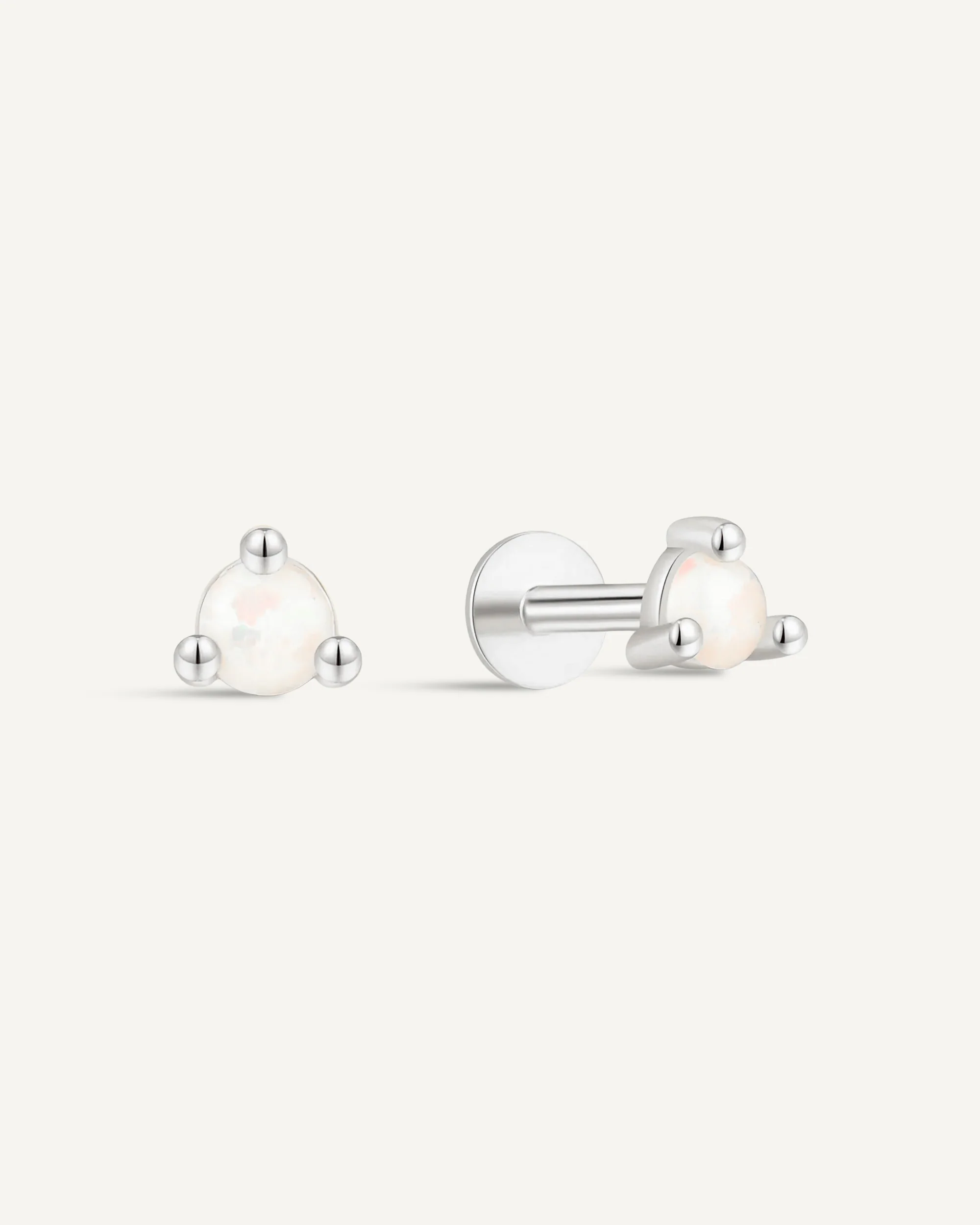 Round Helix Opal Flat Back Stud In Silver - Image 6