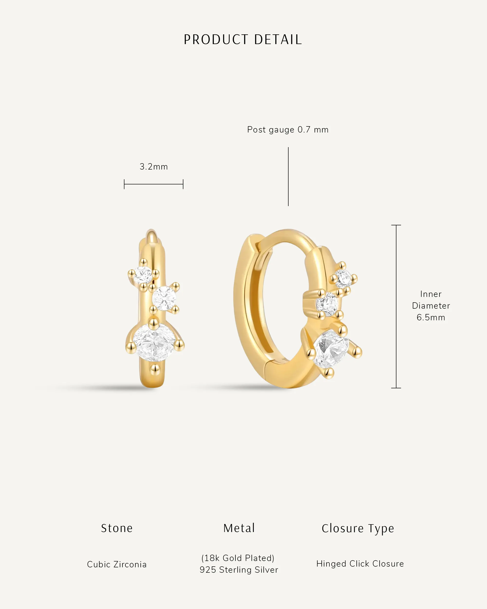 Sprinkle Crystal Huggie Hoops In Gold - Image 5