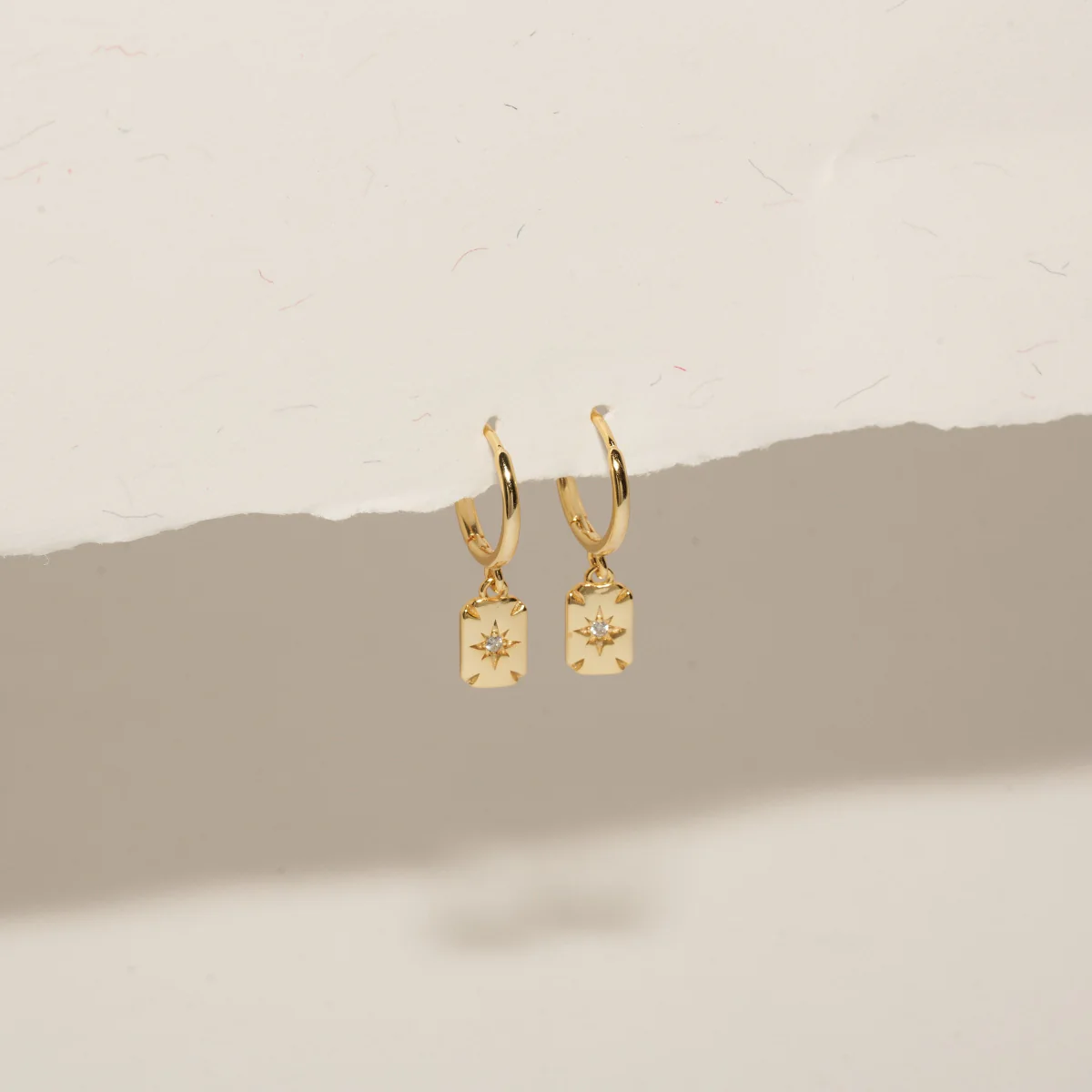 Star Charm Dangle Earrings in Gold - Image 3